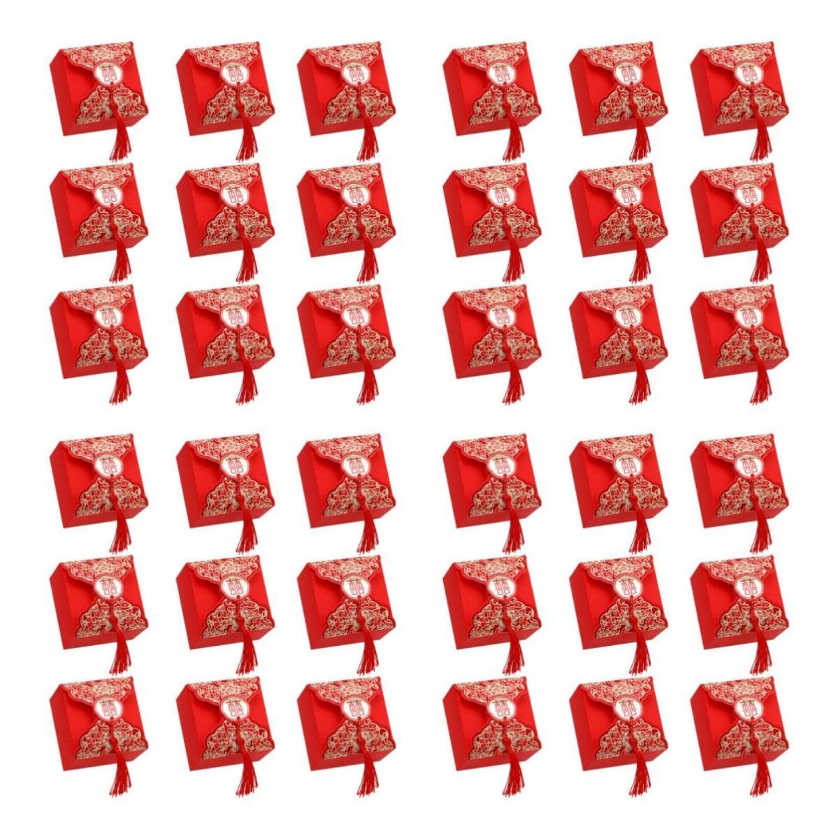 IMIKEYA 80 Pezzi Scatola Regalo Cinese per Dolci, Matrimonio, Carta Rossa