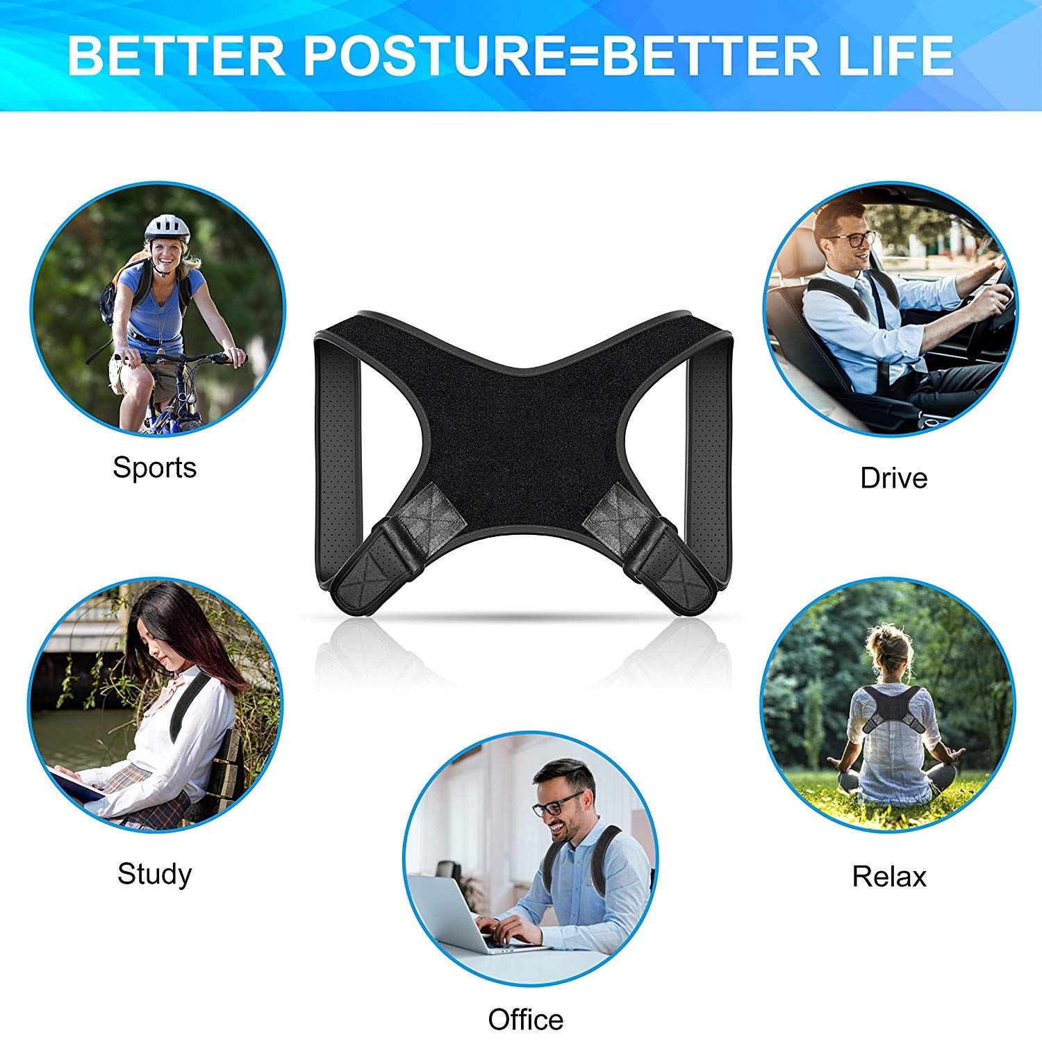 Vech Posture Corrector for Adults Women & Men Humpback Correction Belt Comfortable Upper Back Brace Adjustable Strap for Shoulder & Back Pain Relief: Industrial & Scientific