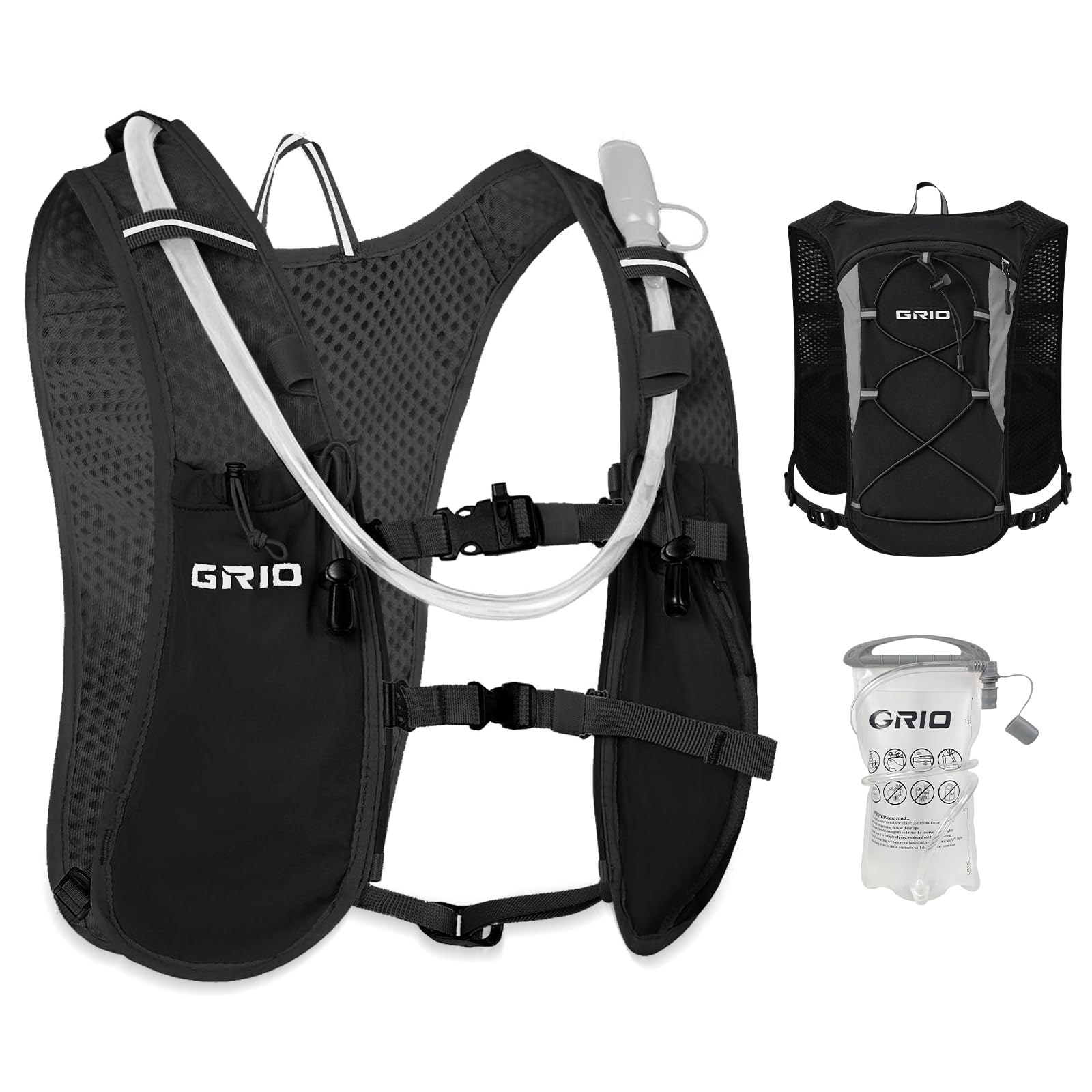 GRIO Laufweste Herren Damen,Trailrunning Rucksack,Ltrinkrucksack Laufen,Jogging Tasche,Es Ist Perfekt Für Sport Joggen,Running,Marathon,Radfahren,Wandern