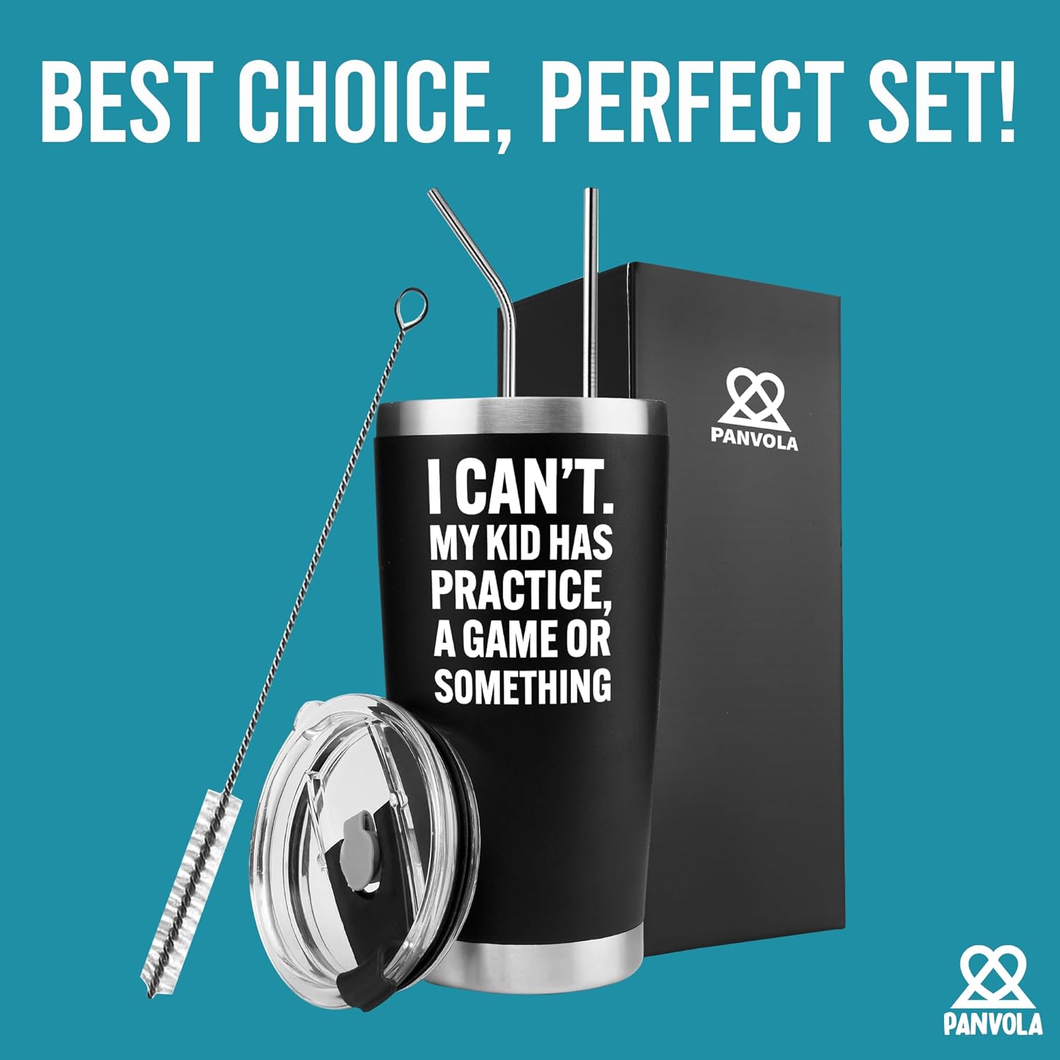 I Can’t My Kid Has Practice A Game or Something Sports Mom Dad Gifts from Son Daughter Gamer Vacuum Insulated Tumbler Travel Mug with Lid and Straw 20 oz Black - Image 8