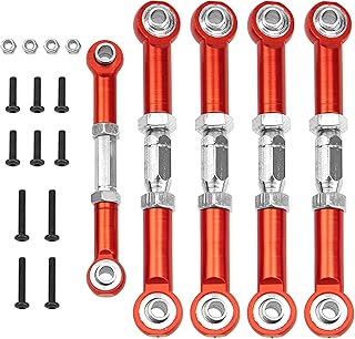 Vgoohobby Metal Turnbuckles Rod Camber Links Steering Linkage Tie Rods Pull Rod Compatible with Redcat Racing Blackout SC,SC Pro, XTE, XTE Pro,XBE,XBE Pro 1/10 RC Car (Red)