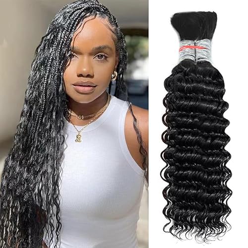 Mylene Deep Wave Micro Braiding Hair Human Hair 16inch Bulk Human Hair for Braiding Two Bundles Unprocessed Brazilian Virgin Human Hair Extensions disponible en Yaxa Colombia
