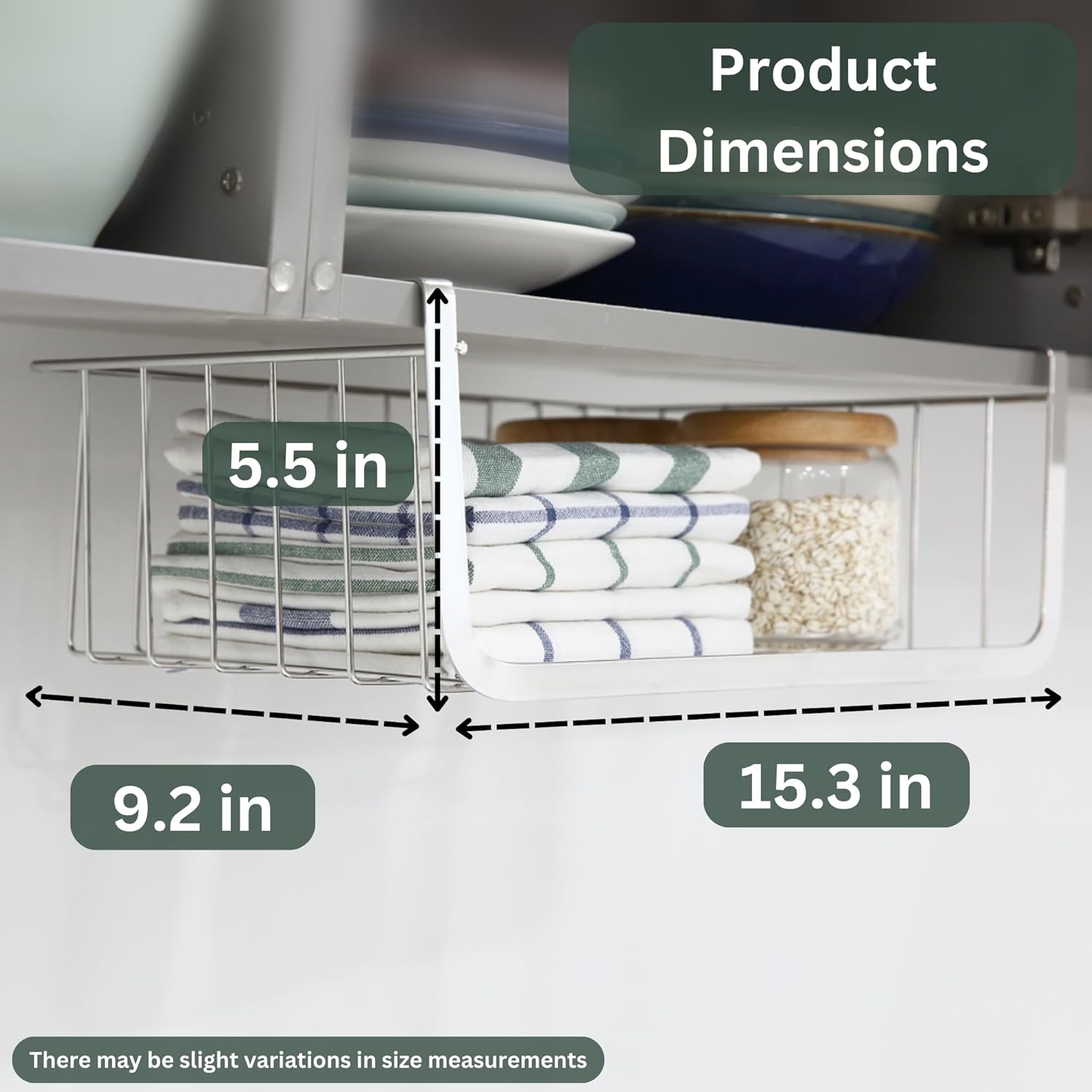 INEX Upper Cabinets Hanging Shelf Kitchen Sink Storage Caddy (Silver, 5.5" H x 15.3" W x 9.2" D)
