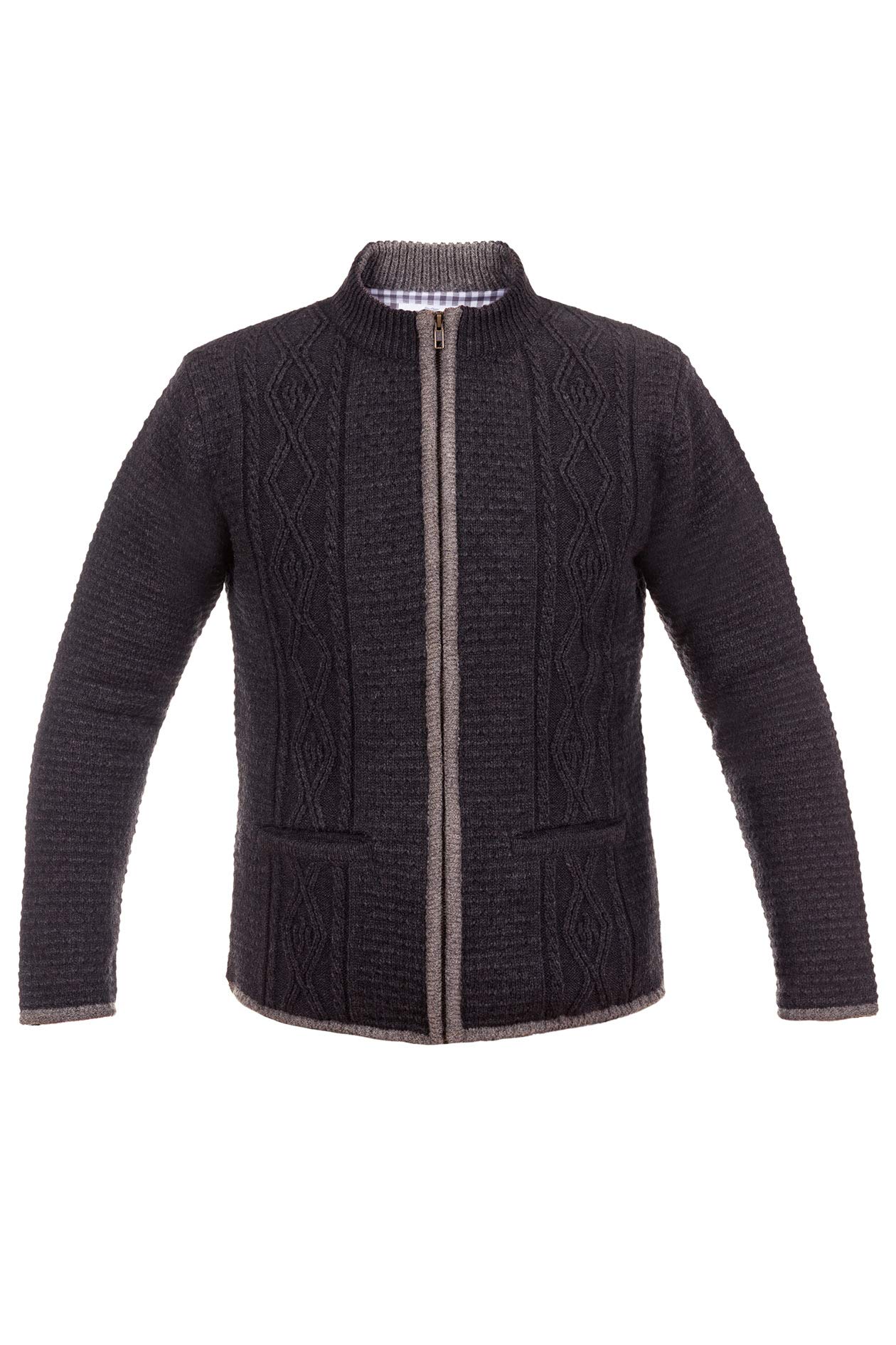 Edelnice Trachtenmode Trachten Strickjacke mit Reissverschluss in hellgrau oder anthrazit
