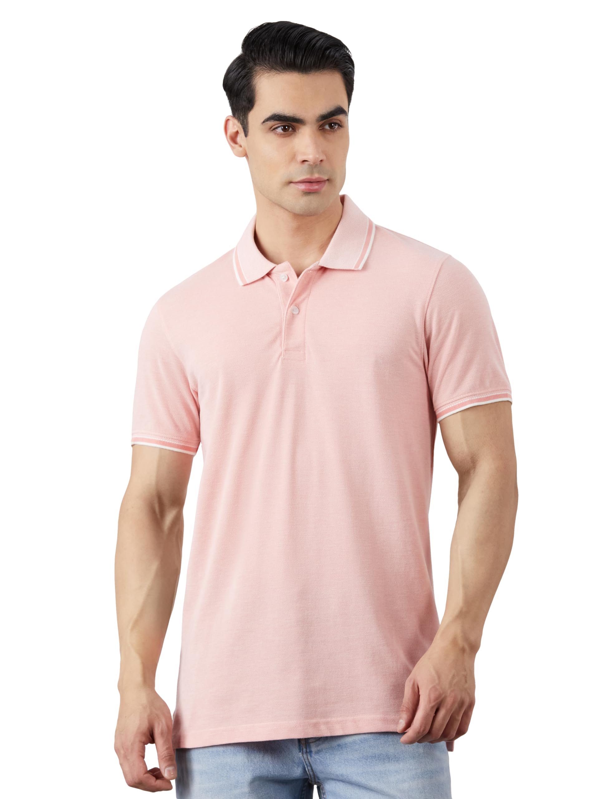 Men's Cotton Rich Textured Polo Tshirts | Collar Plain Tshirts | Half Sleeves - Regular Fit (Available in Plus Sizes)