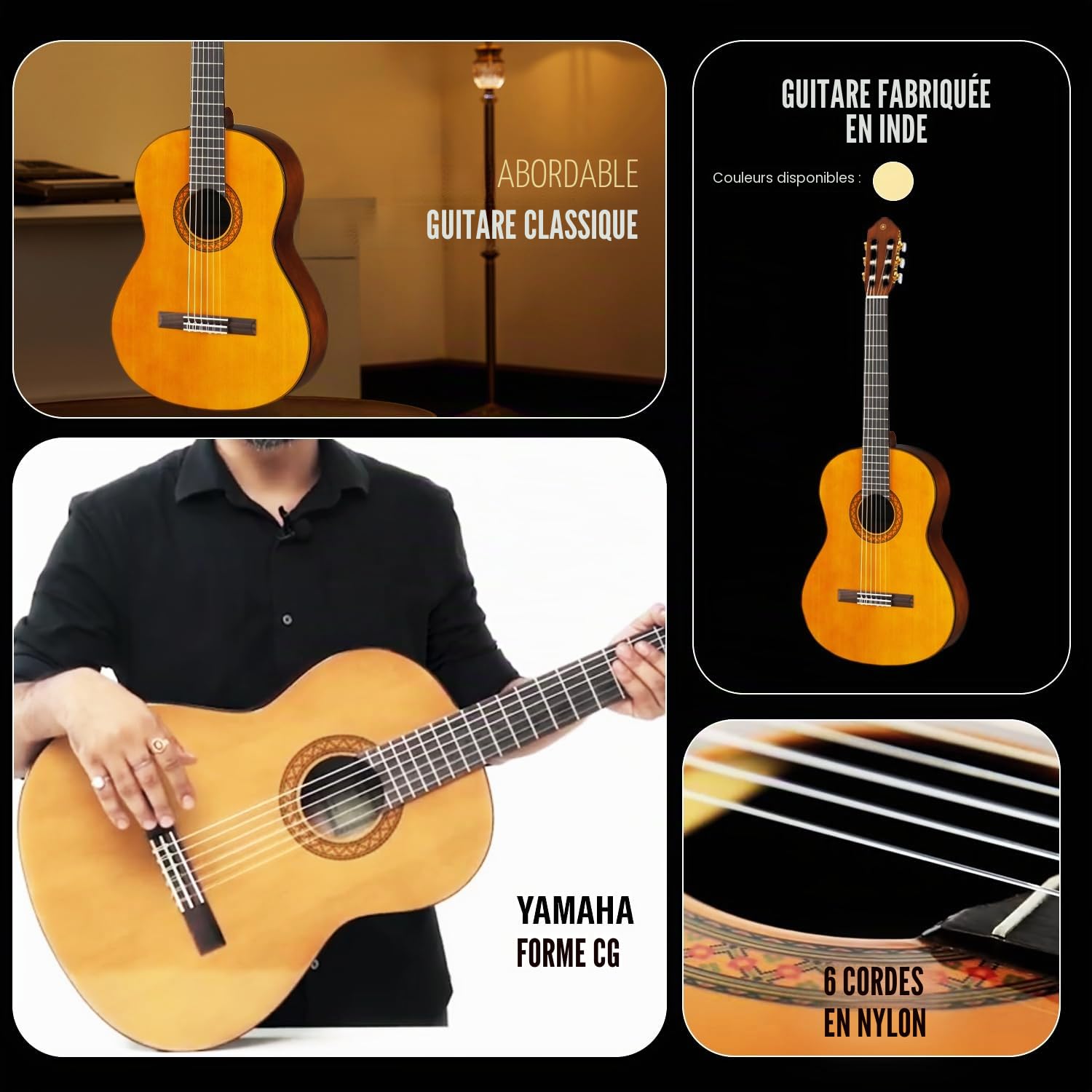 Yamaha C40II Guitare Classique Nature – Guitare traditionnelle 4/4 – Guitare classique d'étude – Idéale pour débutants