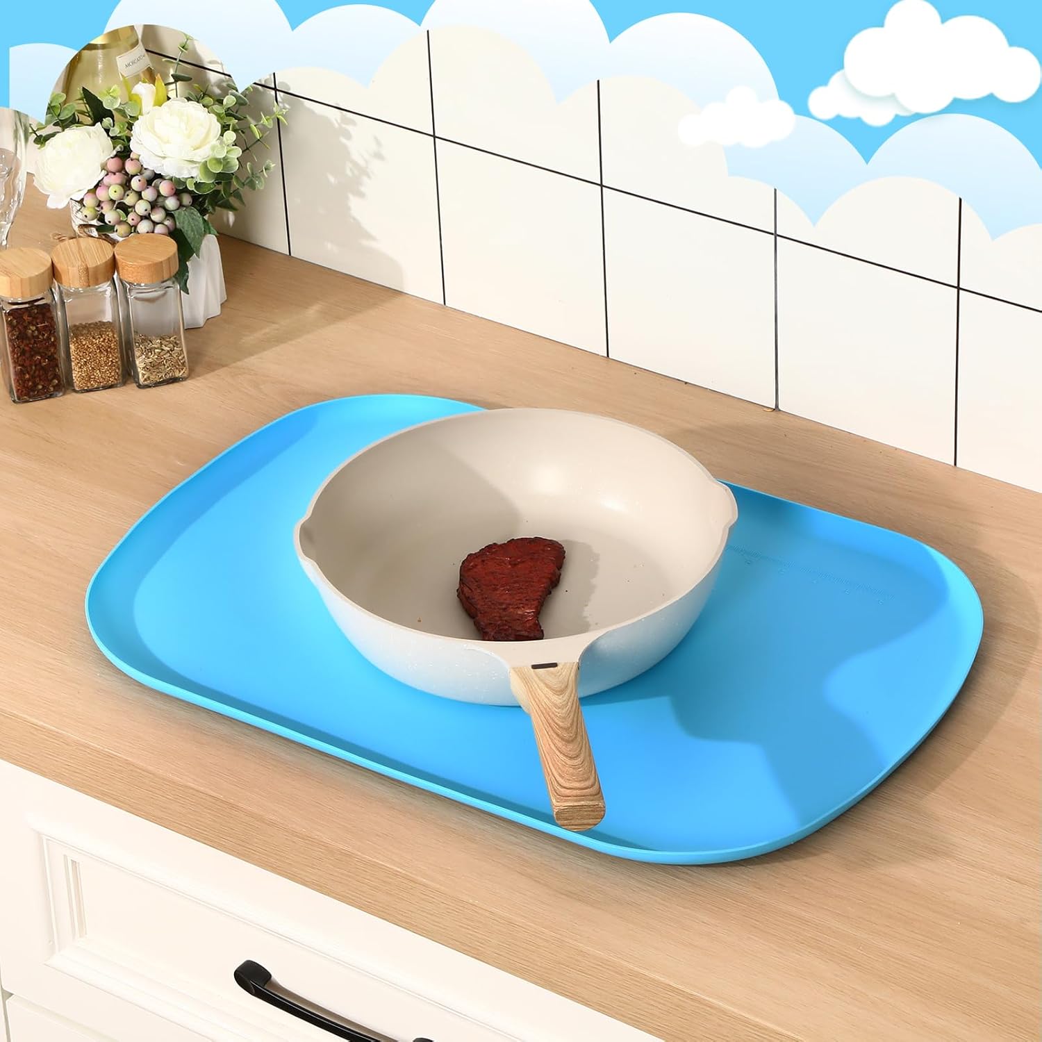 LemonRoad 3 Pack Art Silicone Mats for Crafts 24" x 16" Painting Mat with Raised Side to Stay Tidy Drawing Paint Silicone Craft Mat for Clay Resin Jewelry Making DIY Crafts Creation - Image 5