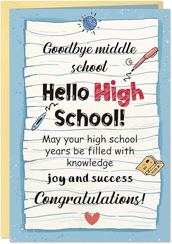 FLYAB 8th Grade Graduation Gifts - 5.5"x8" 8th Grade Graduation Card with Envelope Funny Grad Gift for Her Him Graduate Teenagers Boys Girls Daughter Son Granddaughter Grandson