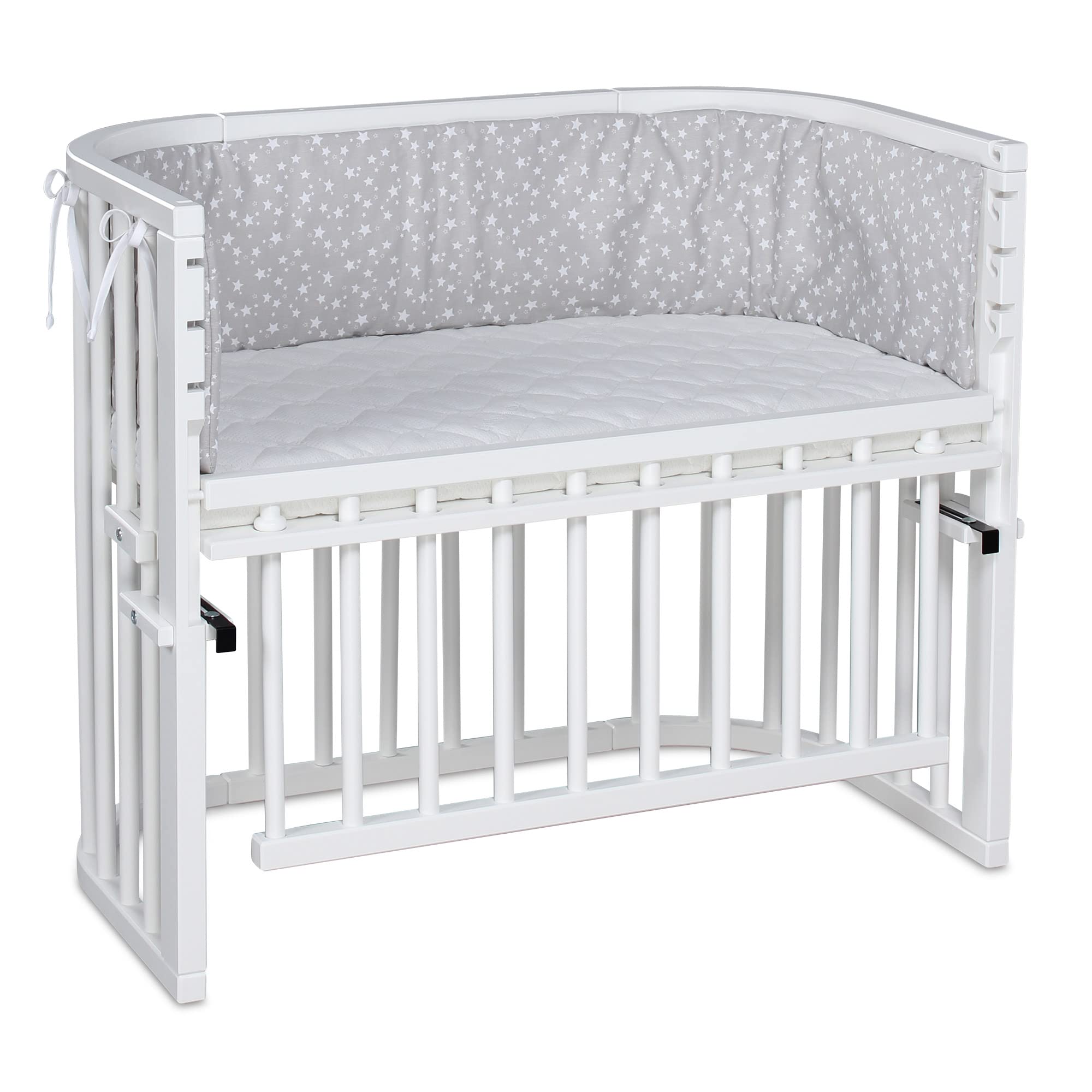 babybay Maxi Comfort Plus Beistellbett, weiß lackiert mit Matratze Classic Cotton Soft