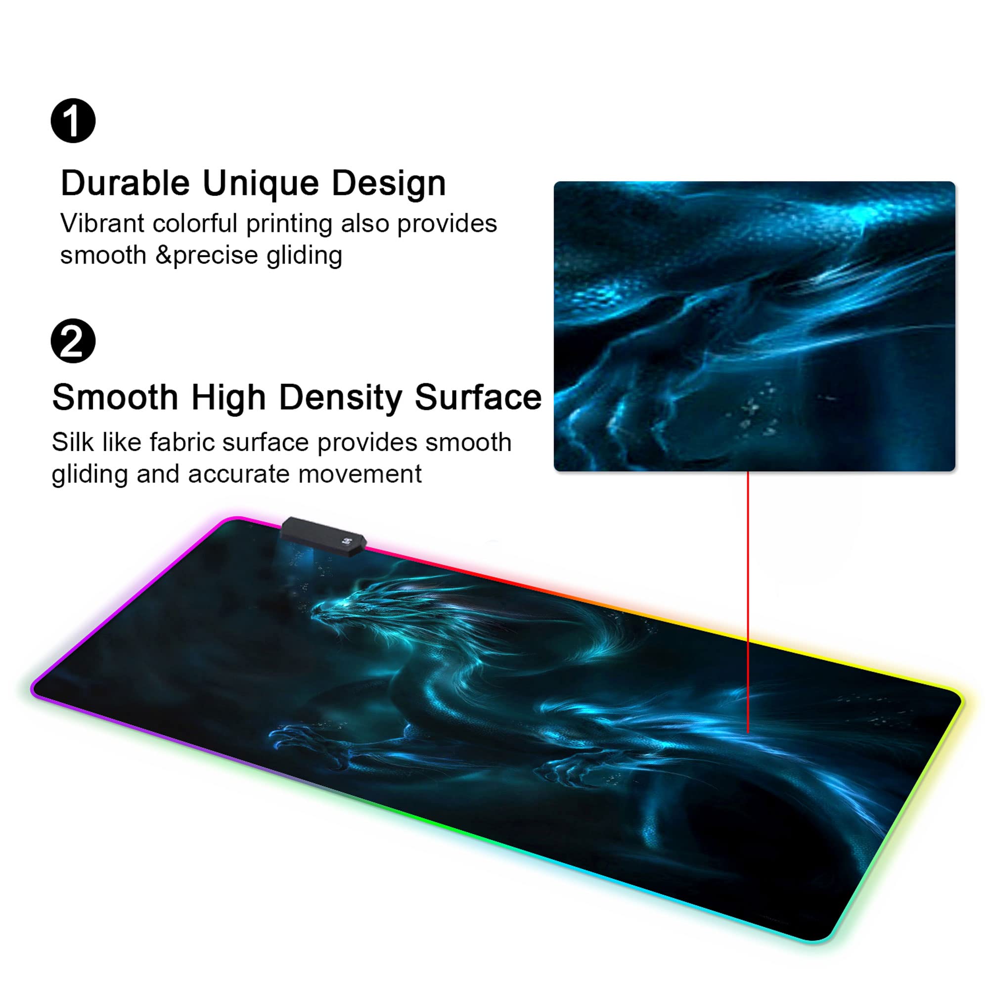 Meffort Gaming Mouse Pad With Wrist Rest - Ergonomic Desk Mat With Stitched Edges
