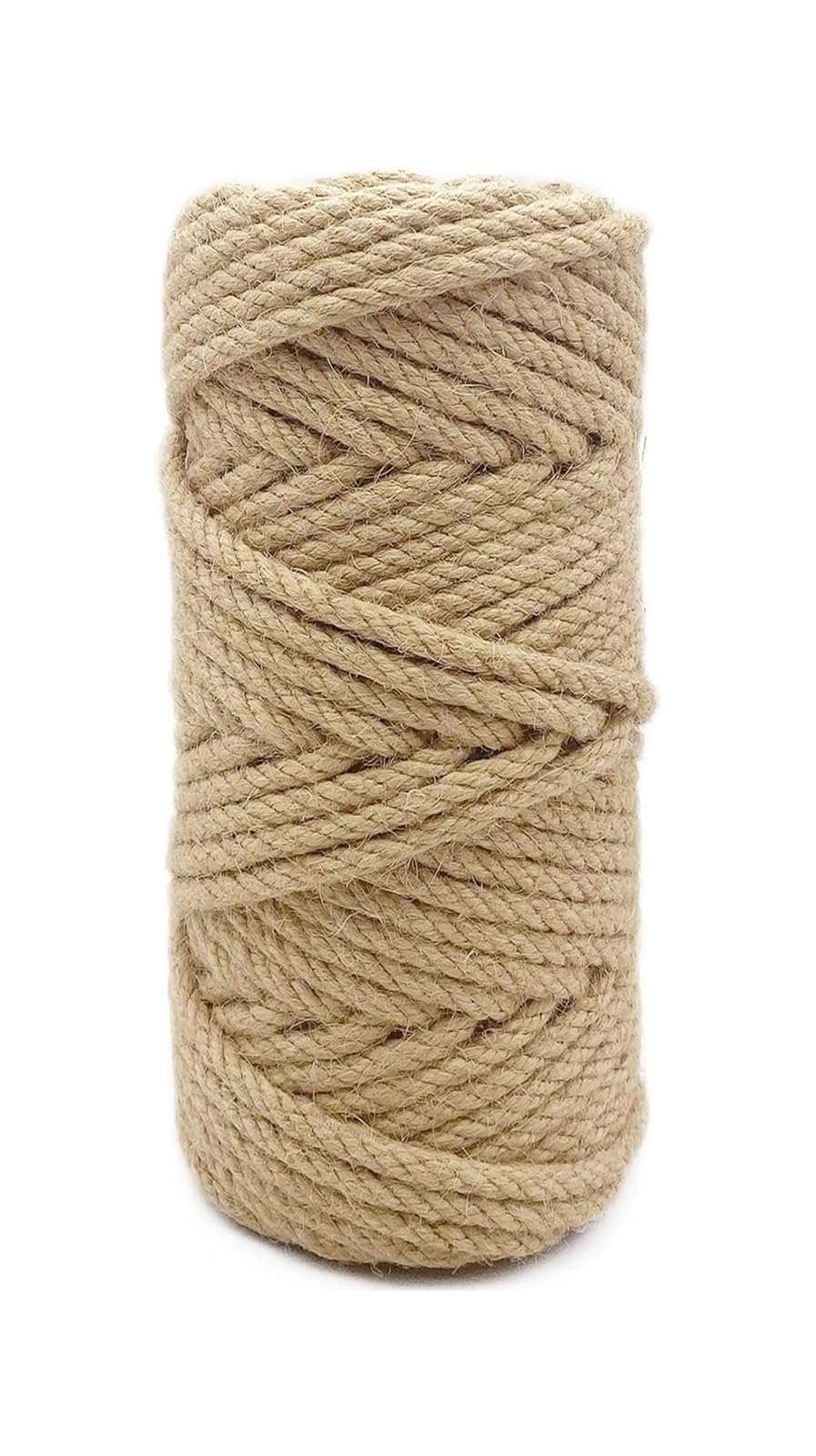 Corde Jute Ficelle de Jute 6 mm, Corde épaisse et résistante à 4 brins, Chanvre for griffoir for Chat, Loisirs créatifs, Jardinage(100m Length)