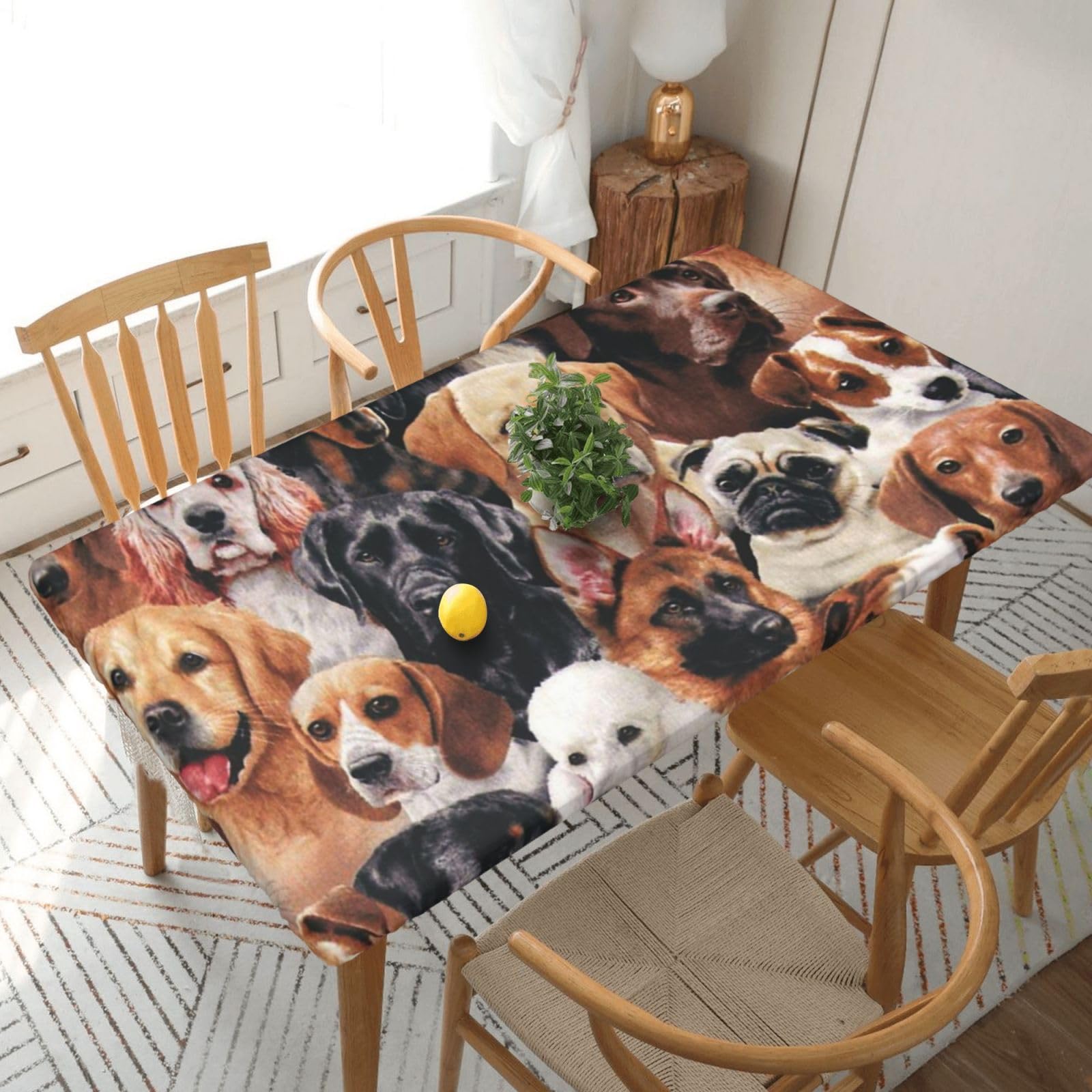 BNVSADC Many dogs Printed 5FT Tablecloth Polyester Kitchen Water Resistant Table Cloth Dining Table Decoration Table Covers, 152x76 CM