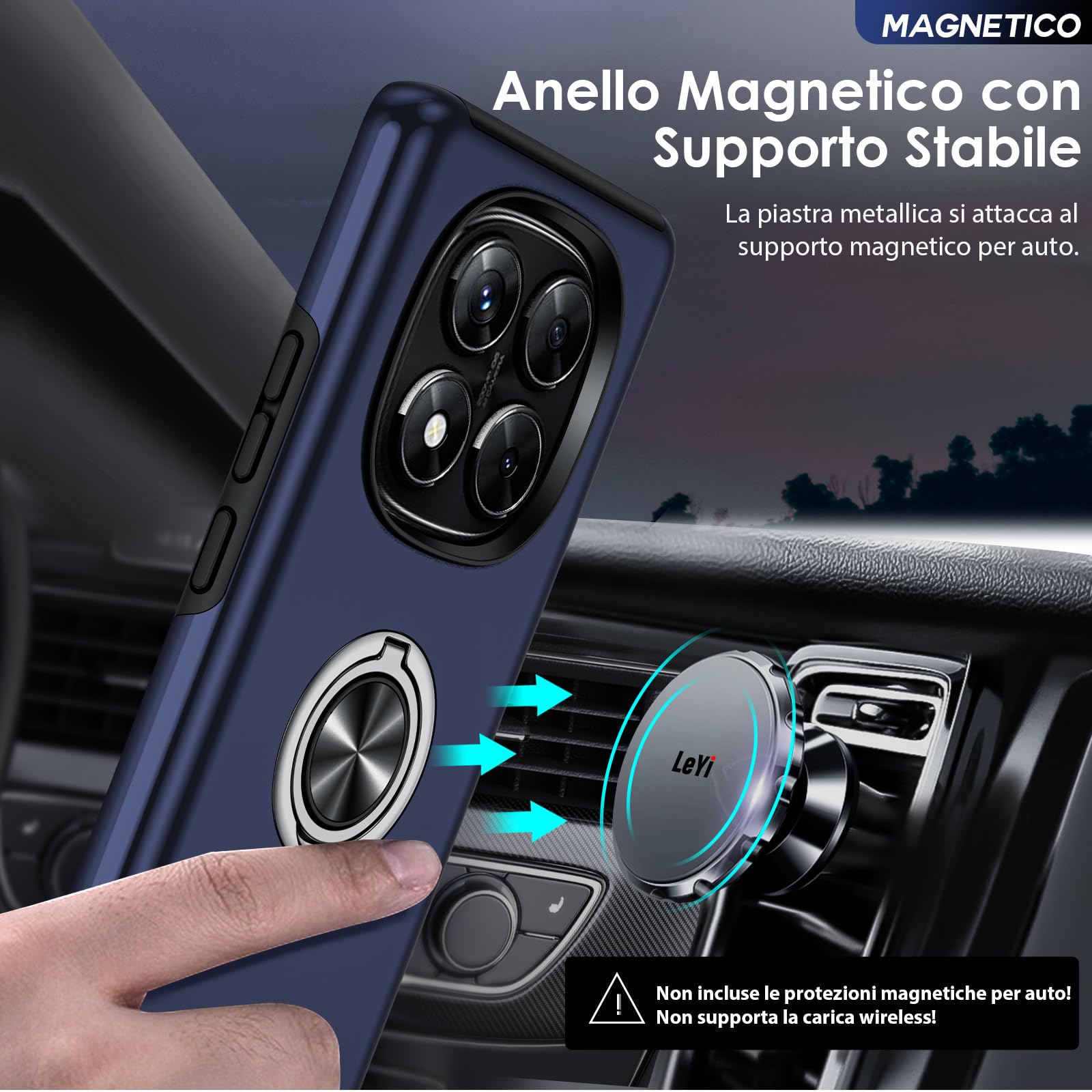 Custodia Jusy Per Xiaomi Redmi Note 14 Pro+ 5G - Supporto Magnetico E