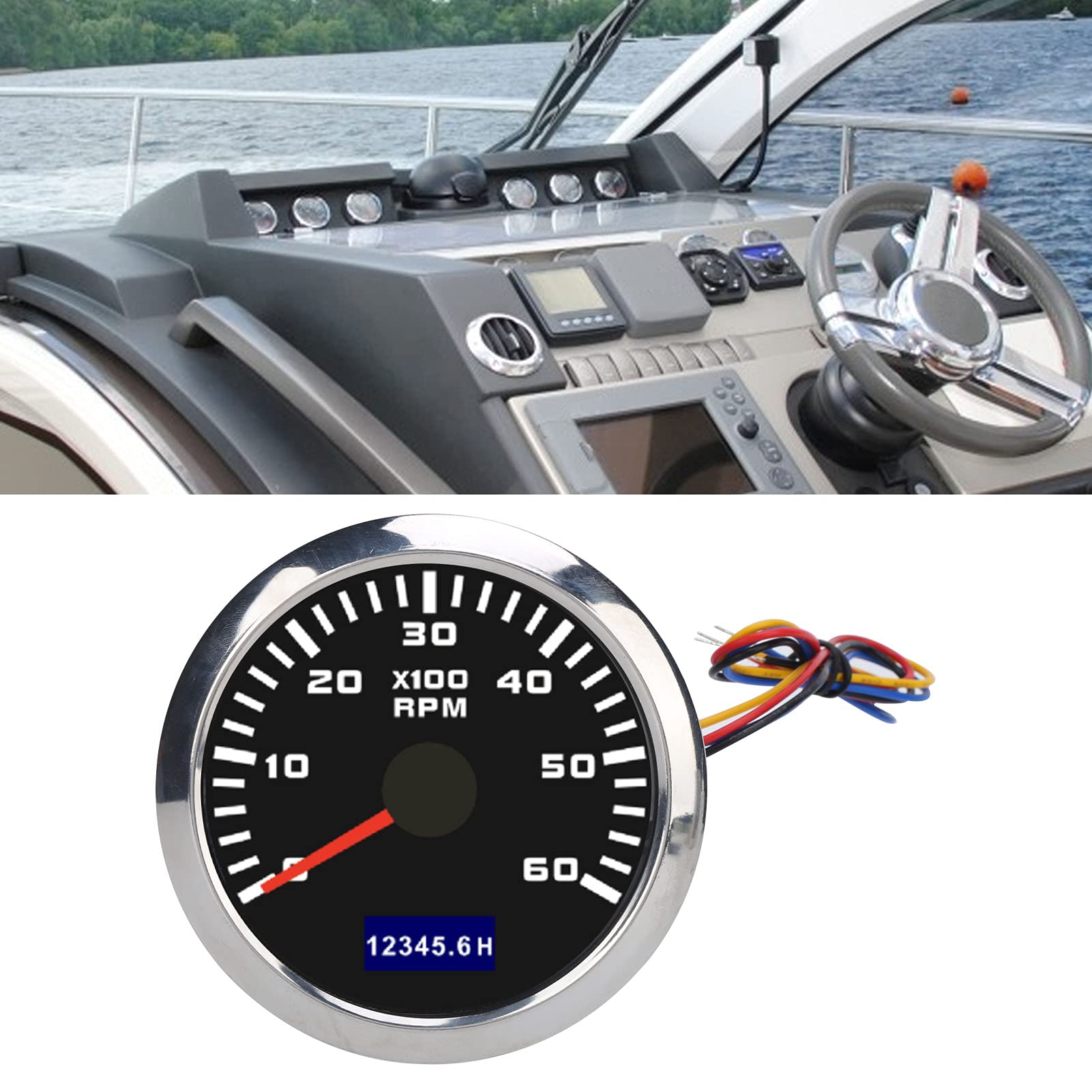 Universal 2" 52mm 0-8000 RPM Tachometer 7 Color LED Car Tacho Gauge Meter With 7 Colors Backlight Car Auto Pointer Gauge - 34 - View #2