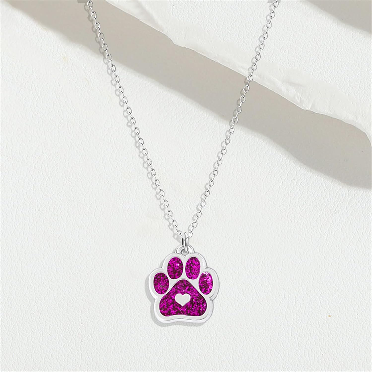 WCRAZYE Dog Cat Paw Print Earrings Necklace Sets for Women Cute Charm Glitter Animal Heart Paw Earrings Pet Birthday Gifts - Image 5