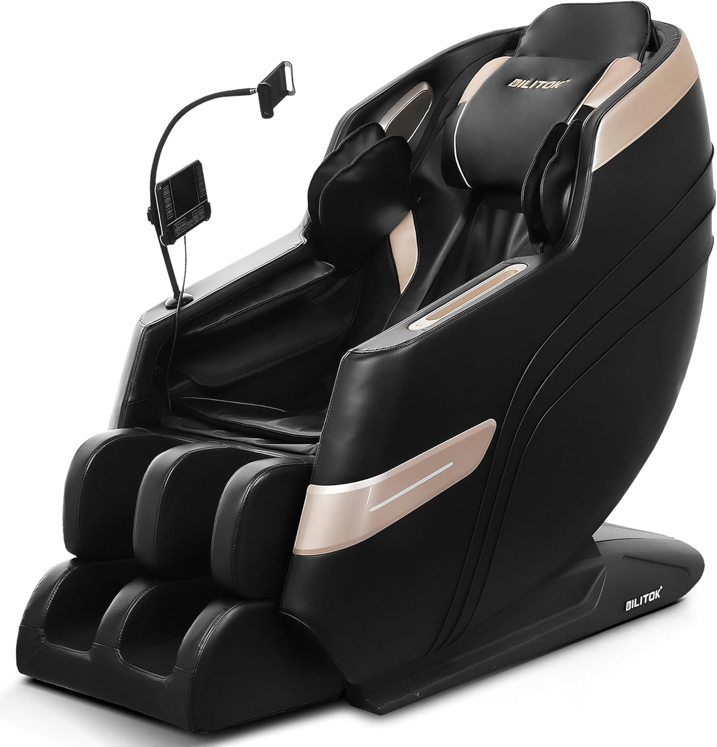Zero Gravity Massage Chair, Full Body Recliner with Heating, Bluetooth Speaker, Airbags, Touch Screen, Phone Stand, Foot Roller, Black