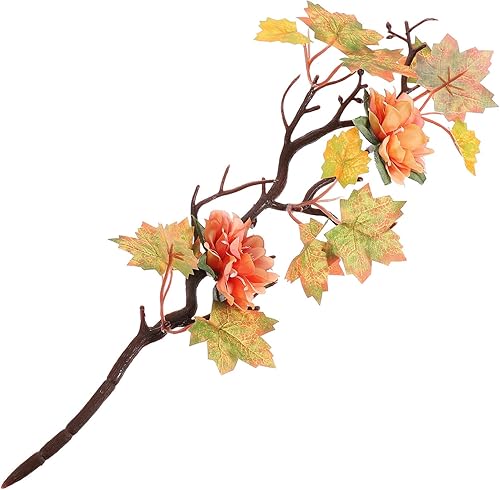 Didiseaon Hojas de arce artificiales, ramas de 12.6 in, hojas de otoño falsas, tallos de plantas, centro de mesa de Acción de Gracias, centro de