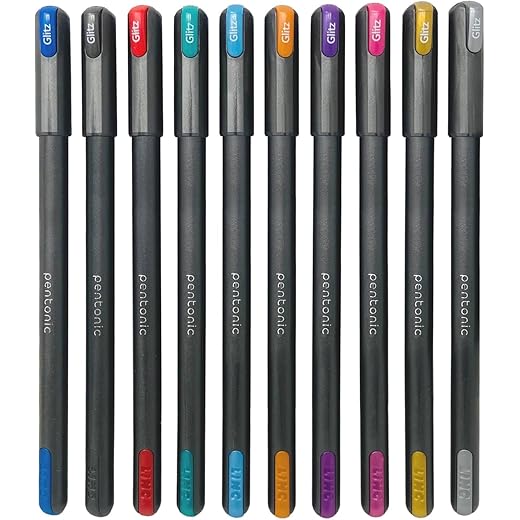 Pentonic Glitz Glitter Gel Pen Set Of 10 Pcs 0 mm