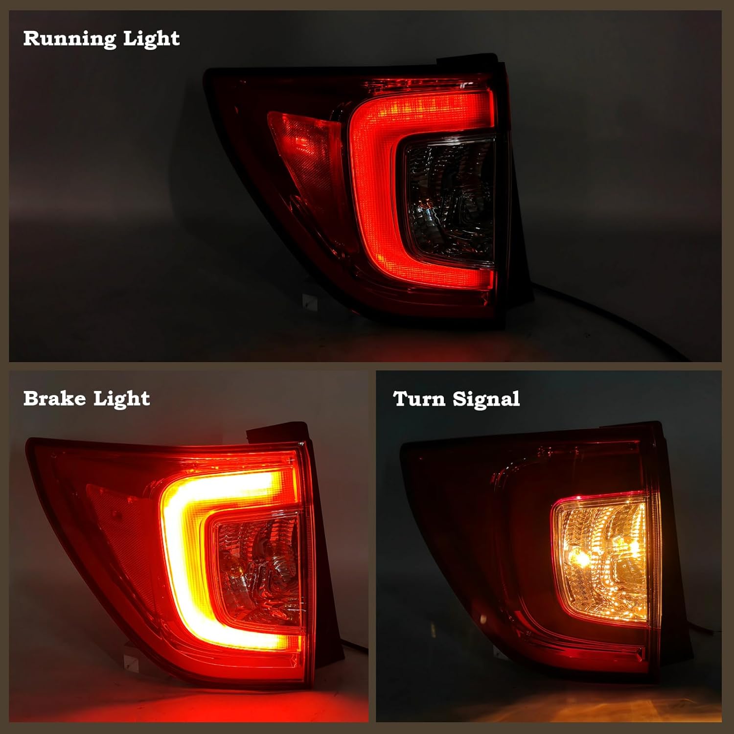 Left Driver Side Outer LED Tail Light Fit for 2019 2020 2021 2022 Honda Pilot Rear Lamp Red Clear With Bulbs LH HO2804120 33550TG7A11 HD668B010L