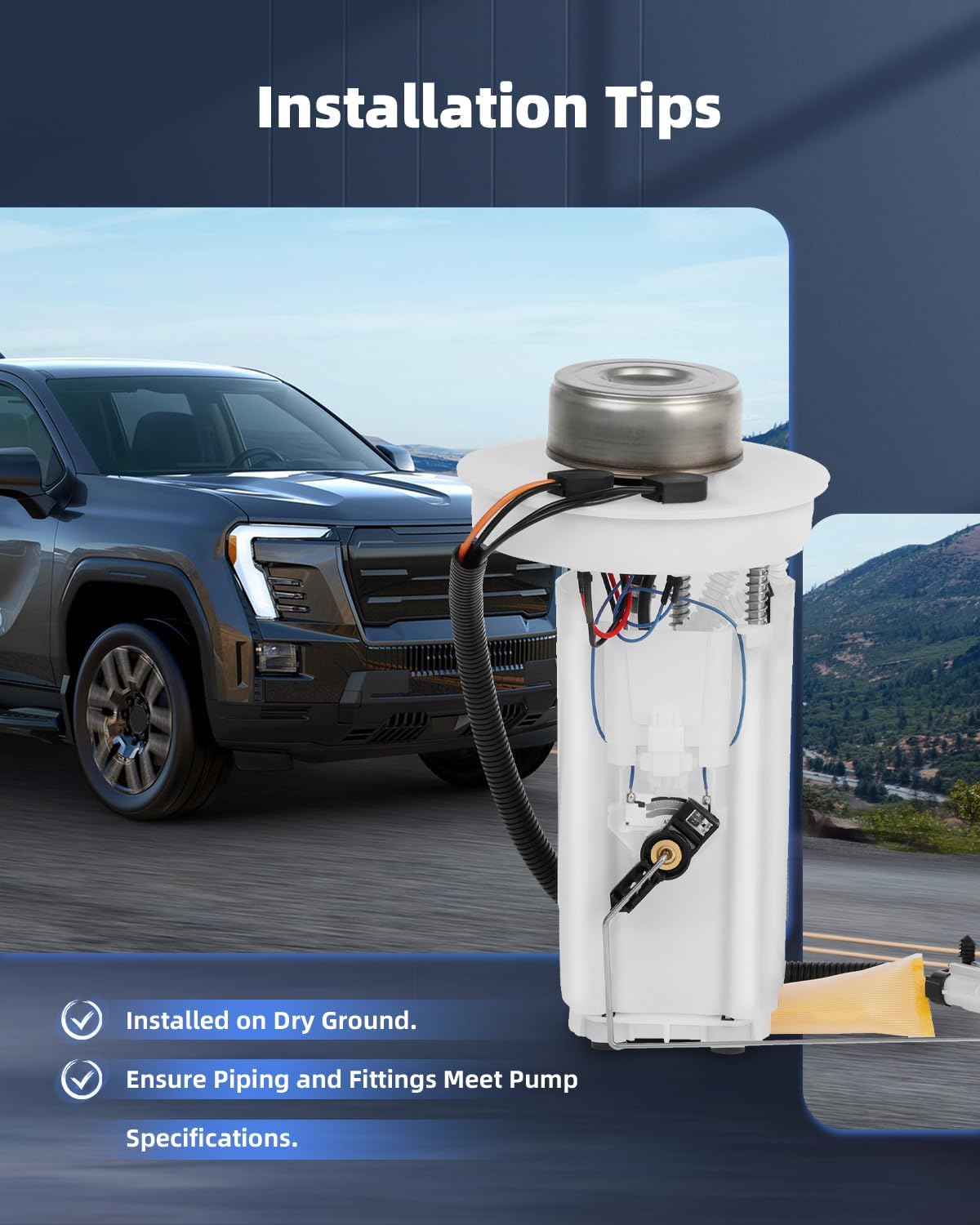 ECCPP Fuel Pump Assembly E7185M Compatible with Dodge Dakota 2000 2001 2002 2003 3.9L V6 4.7L V8 2.5L L4, Replaces E7128MN, 5014884AF, 5066075AA, 5014884AD