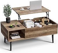 Vista 11 de OLIXIS Mesa de Centro de Café de Madera con Tapa Elevable con Compartimento Oculto y Estante de Almacenamiento Grande, Mesa de Comedor Central