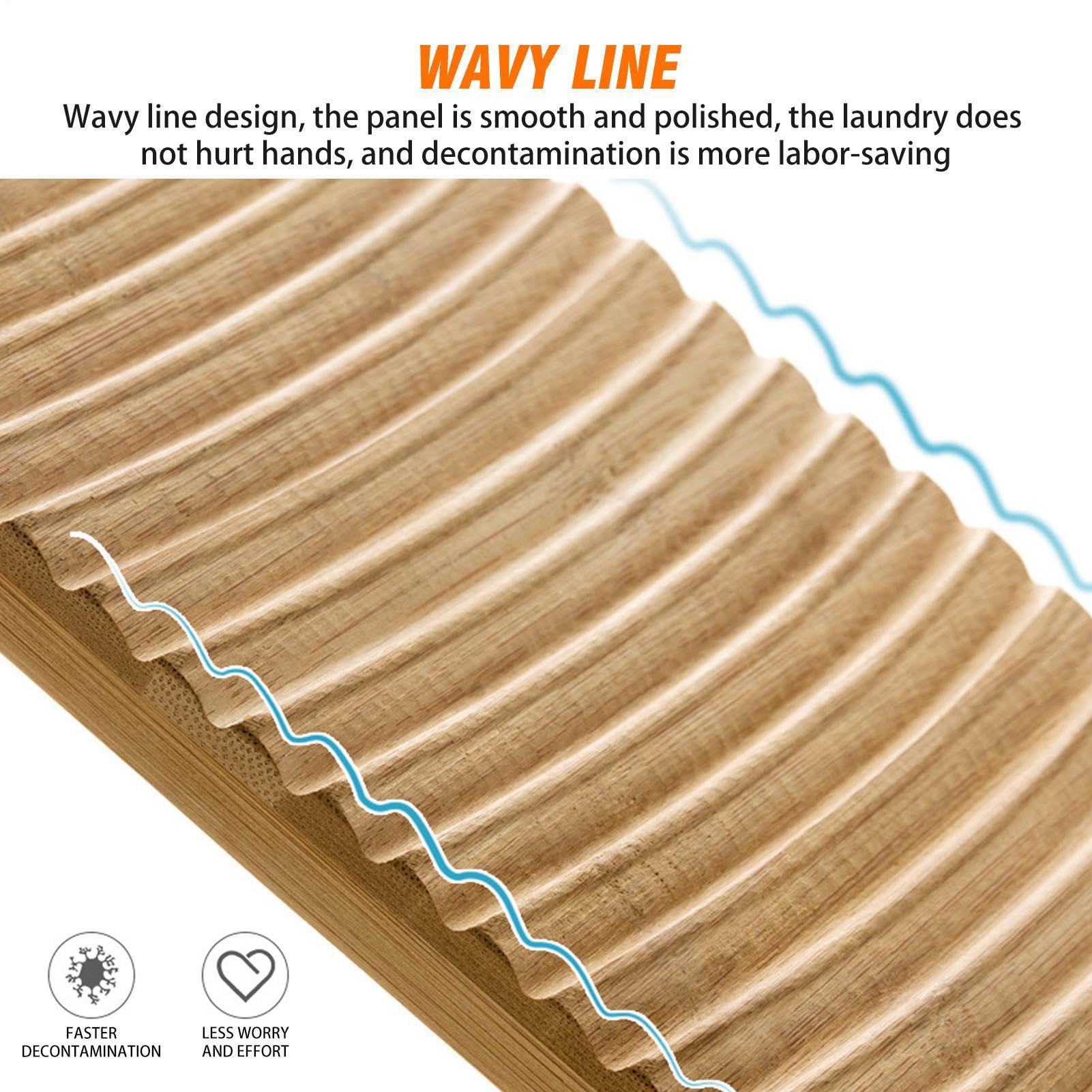 Tabla de lavandería, tabla de lavado de ropa de madera, tablero de lavandería para ropa de casa, 60 x 20 x 1,5 cm
