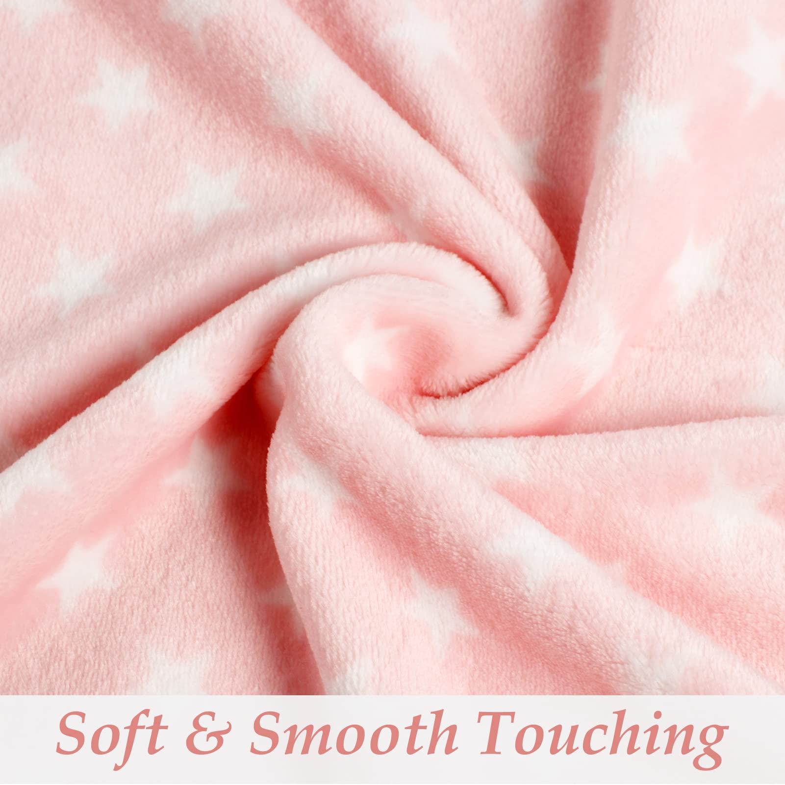 LeerKing Couverture Bebe Lot de 2 Plaid Polaire Hiver Ultra-léger Douce Baby Flanelle pour Bébé Fille Garçon Enfants Blanc & Rose 75 * 100CM