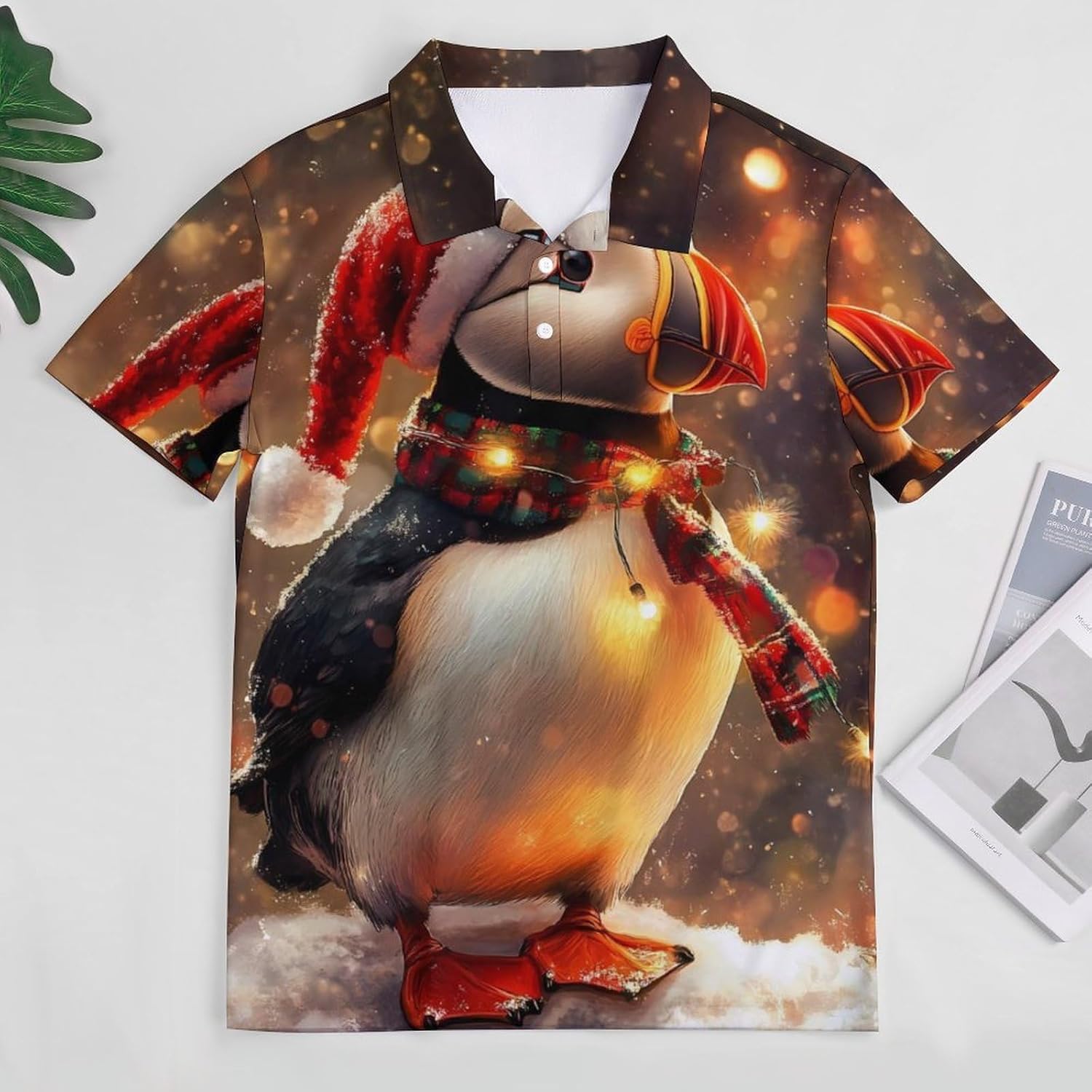 Puffinbird in Christmas Women's Golf Polo Shirts Short Sleeve Quick Dry Tennis Tops Casual Work Blouses