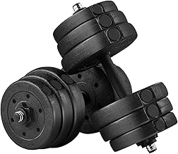 Yaheetech Haltères 2 x7.5/10 /12.5/15kg Kit d'haltères Réglables 16 Plaques Home Training Musclation Paire d'Haltères en Métal Noir