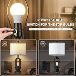 Modern Table Lamps Set of 2, Industrial 3-Way Dimmable Bedside Lamp with USB A+C Ports & AC Outlet, Touch Control Nightstand Lamp LED Night Light for Living Room Bedroom Home(4 Bulbs Included)