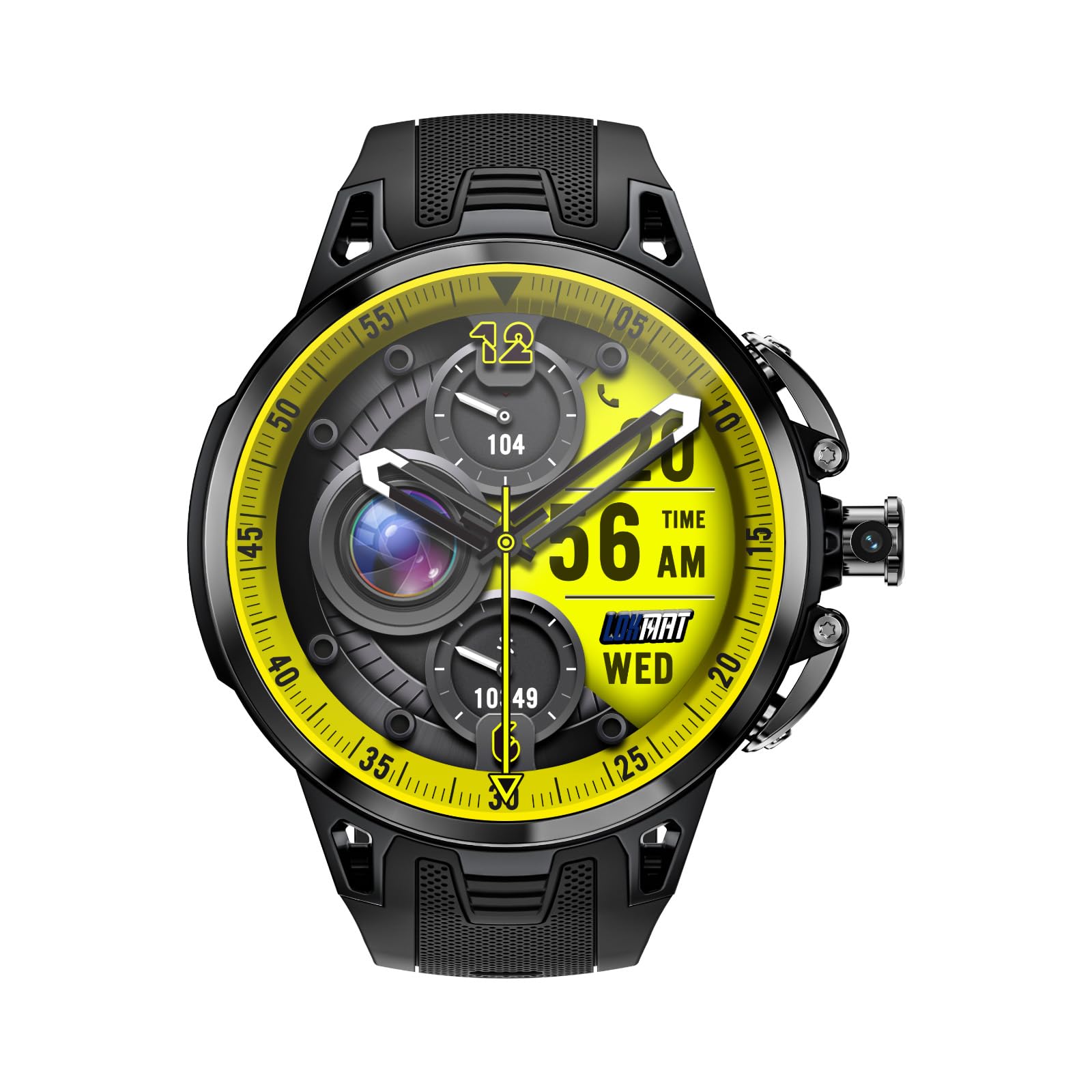 LOKMAT Montre intelligente Android 4G, écran AMOLED 1,75" 3 Go + 32 Go, tracker d'activité de sport, montre intelligente pour hommes et femmes, avec fente pour carte SIM, caméra rotative, GPS, NFC
