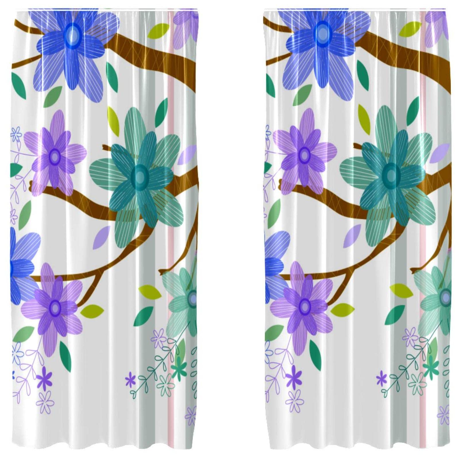 Cortinas de dormitorio de 55 x 84 pulgadas con diseño artístico de árboles y acuarela