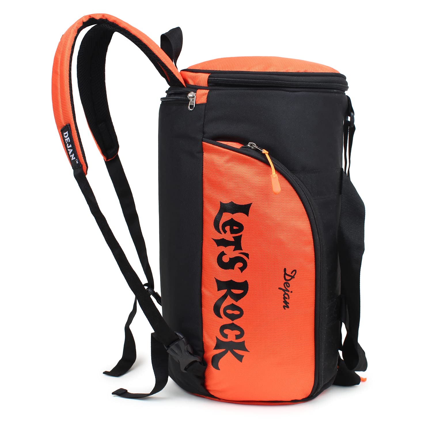dejan Stylish Duffle Cum Backpack for Travel/Gym Bag for Men & Women - (Black, Neon Orange)-picture-34