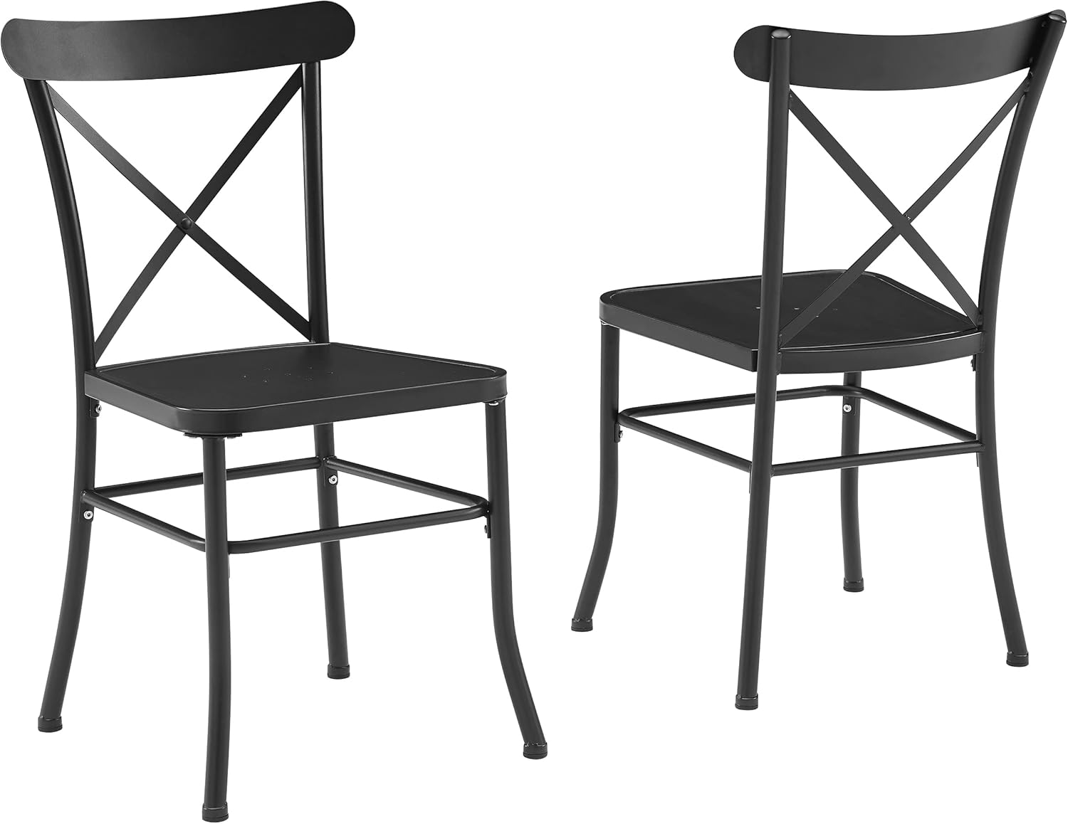 Crosley Furniture Astrid 2-Piece Indoor Outdoor Chair Set, Dining Chairs for Kitchen, Patio, Porch, Deck, Matte Black