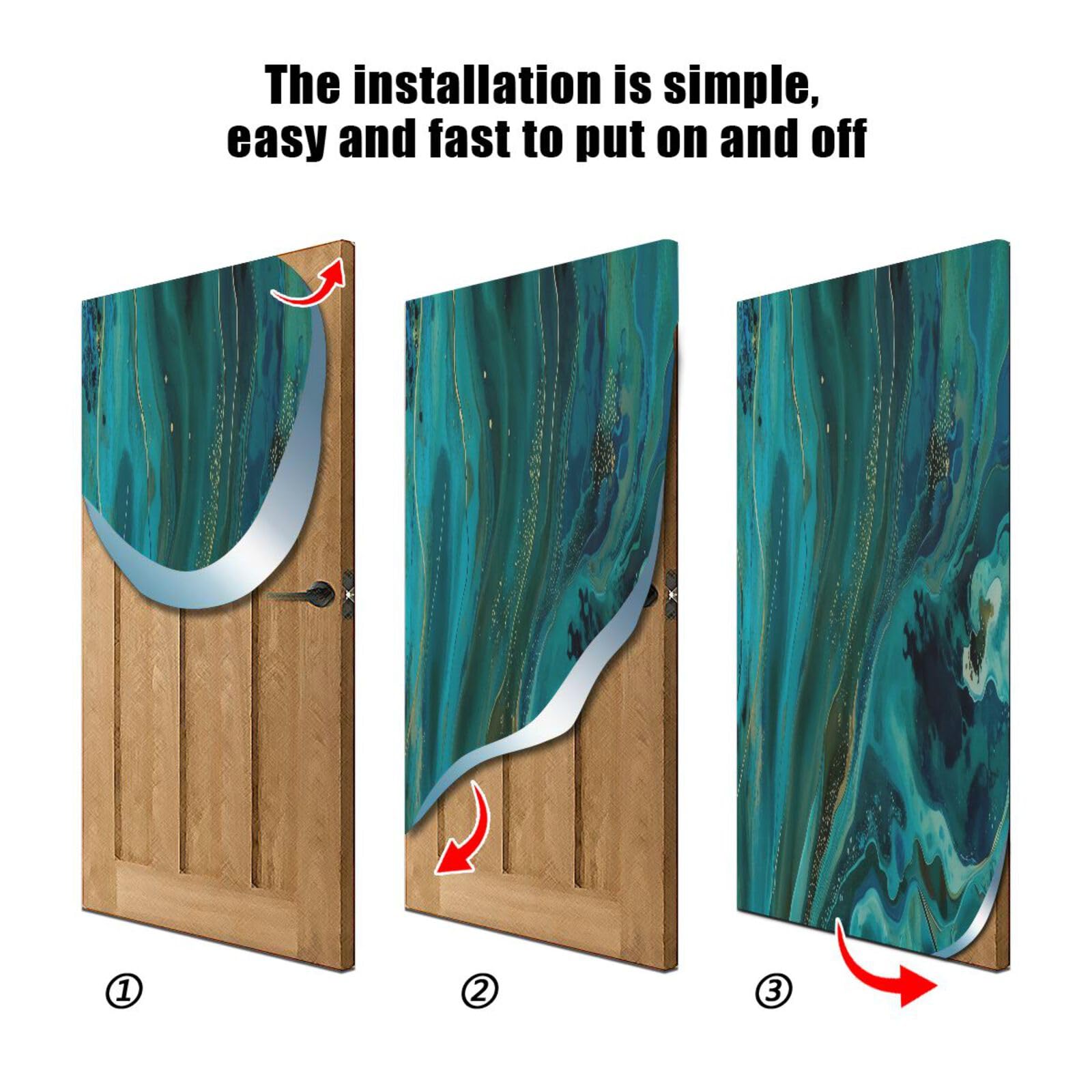 FLildon Aqua Marble Door Cover Decoration, Party Accessory Porch Decor for Festive Ornament Room Door Covers 35 x 79 Inch