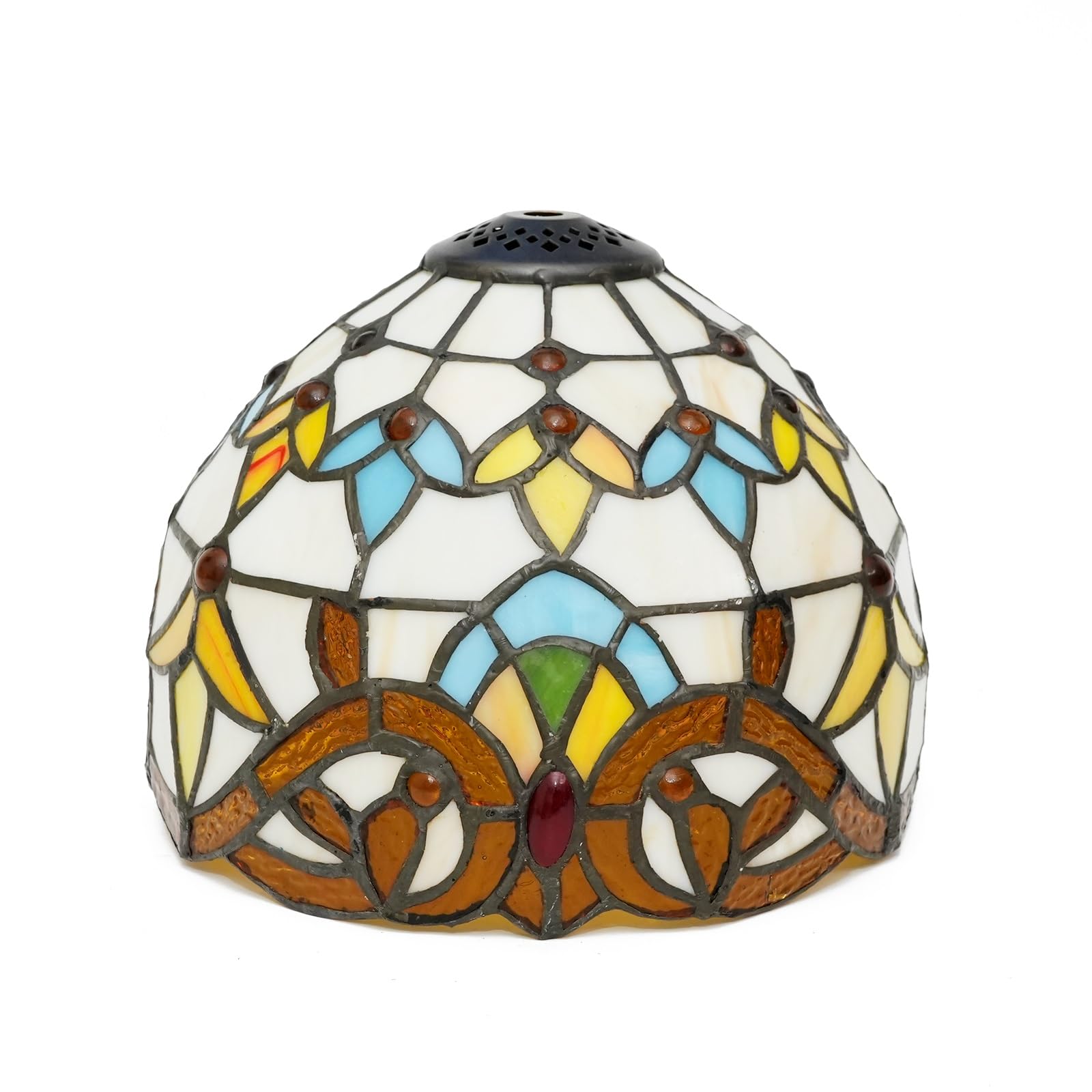 HJRegaFimu Shade Replacement 8" Yellow Vintage Baroque Stained Glass Lamp Art Home Decor Small Opening Lampshades For Table Chandelier Light Wall Floor Lamps