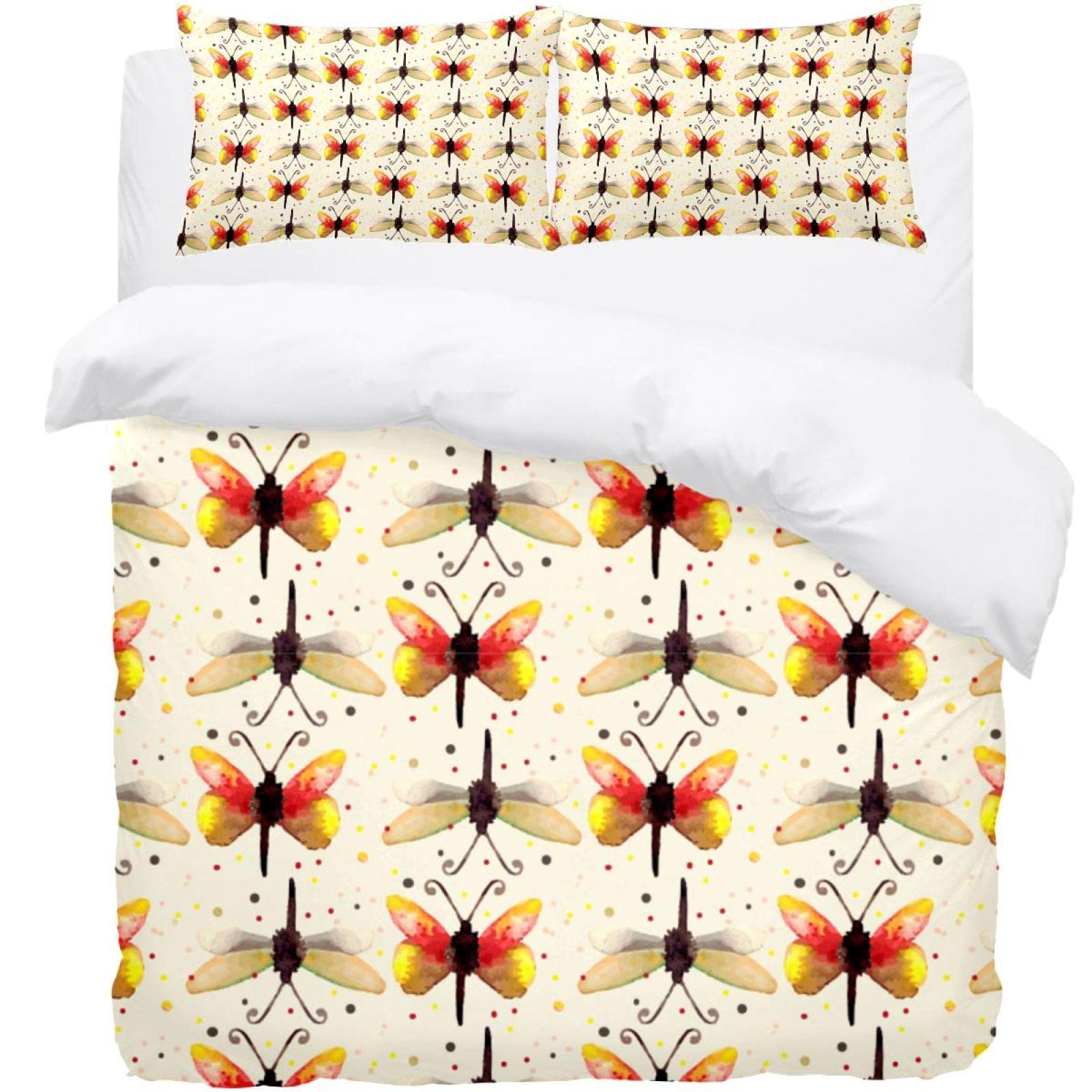 Housse de couette douce papillon pour chambre d'amis | Parure de lit simple déco nature