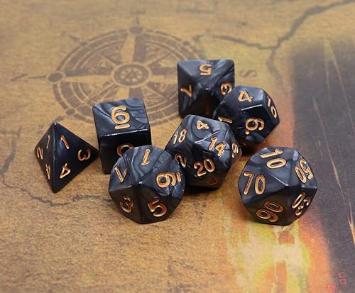 Miniatura 15 de DND - Juego de dados blanco perla para Dungeon and Dragons D&D Pathfinder MTG, juegos de rol, dados poliédricos RPG Blanco perla,Nebulosa negra