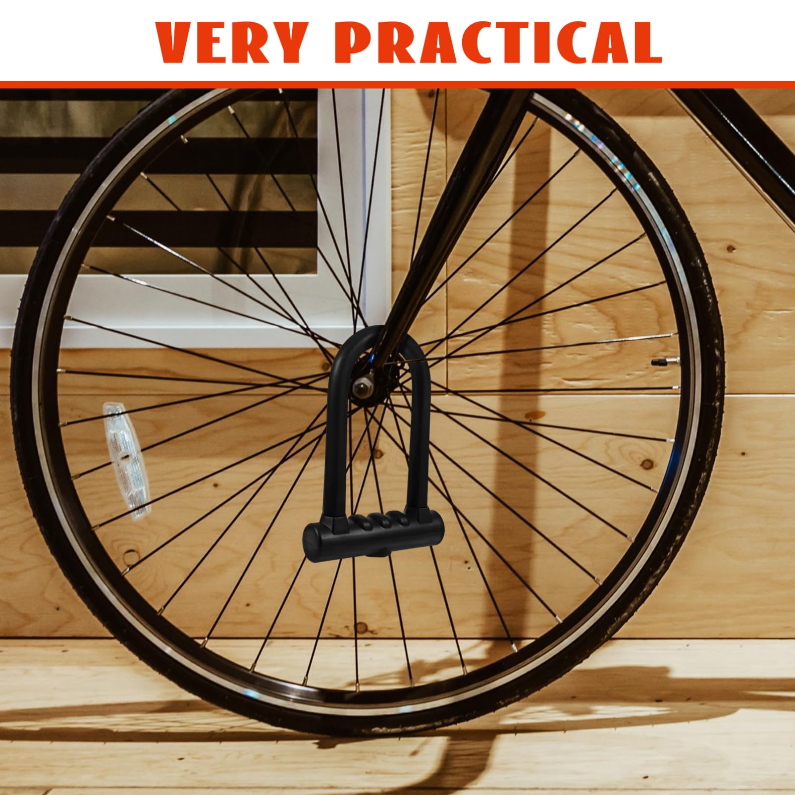 GANAZONO Verrouillage de Vélo U Silicone Robuste et Durable Cadenas Multifonction pour Vélo et Objets Divers Design Aux Rayures Usure Couleur Noire