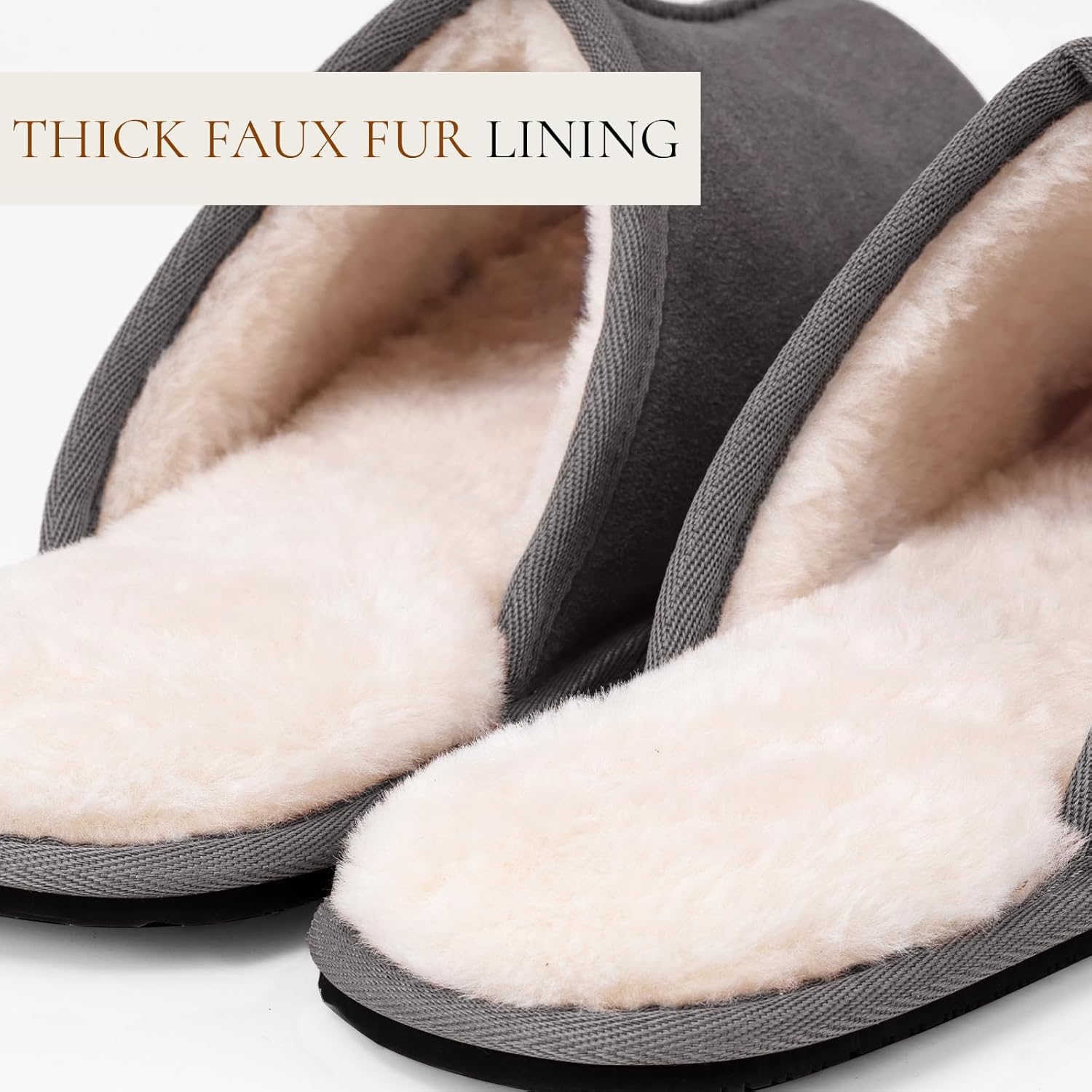 OOW Mens Slippers Genuine Suede House Slippers for Men Cozy Fuzzy Memory Foam Shoes Outdoor Non-Slip Fall Winter Footwear - Image 7