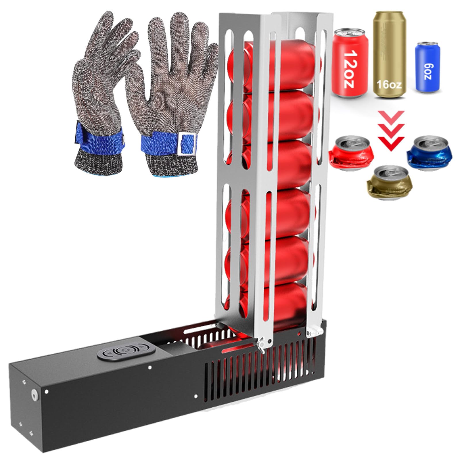 vnmudzeo Double Modes Can Crusher,Manual Front and Back/Automatic Front and Back,Electric Cans Compactor,for 200-500 ml Aluminum Cans, 200-330 ml Plastic Water Bottles