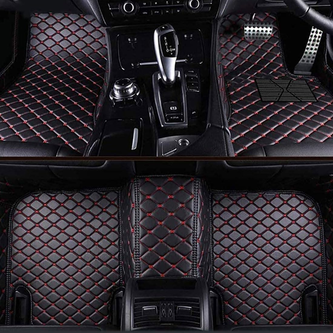 Lafeni C/Black-Red Ar Floor Mats Set For Toyo-Ta Rav 4 Rav4 2020-2023, Full Overage Leather Arpets Foot Pads All Weather Waterproof Arpet Protetion Mat Aessories,