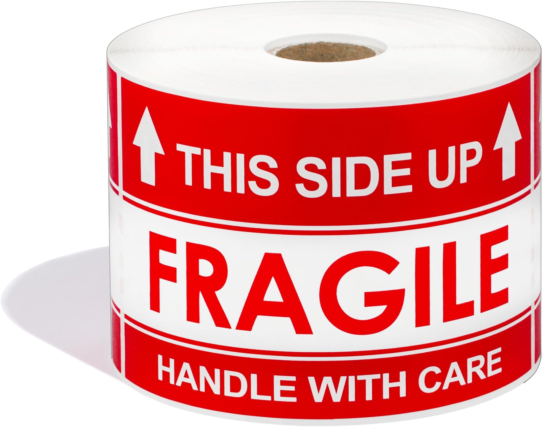 Aegis Adhesives - 3" X 5" This Side Up Arrow - Handle with Care (1 Roll, 500/Roll) Warning Shipping Labels