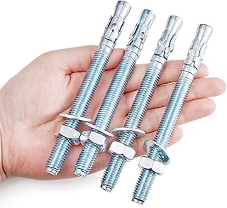 10 Pcs 1/2"x4" Wedge Anchors Zinc Coated for Heavy Duty Concrete Wall Anchor Cement Wall Base Bracket