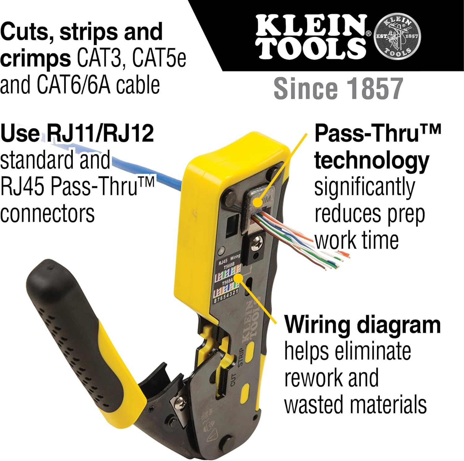 KLEIN TOOLS VDV501-851 Cable Tester Kit & VDV826-703 Pass-Thru Modular Data Plug & VDV226-110 Ratcheting Modular Data Cable Crimper