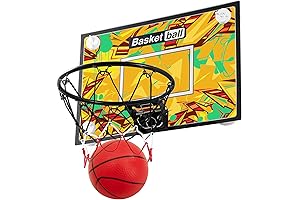 Indoor Basketball Hoop with Suction Cup | Foldable Wall Mounted Mini Hoop...