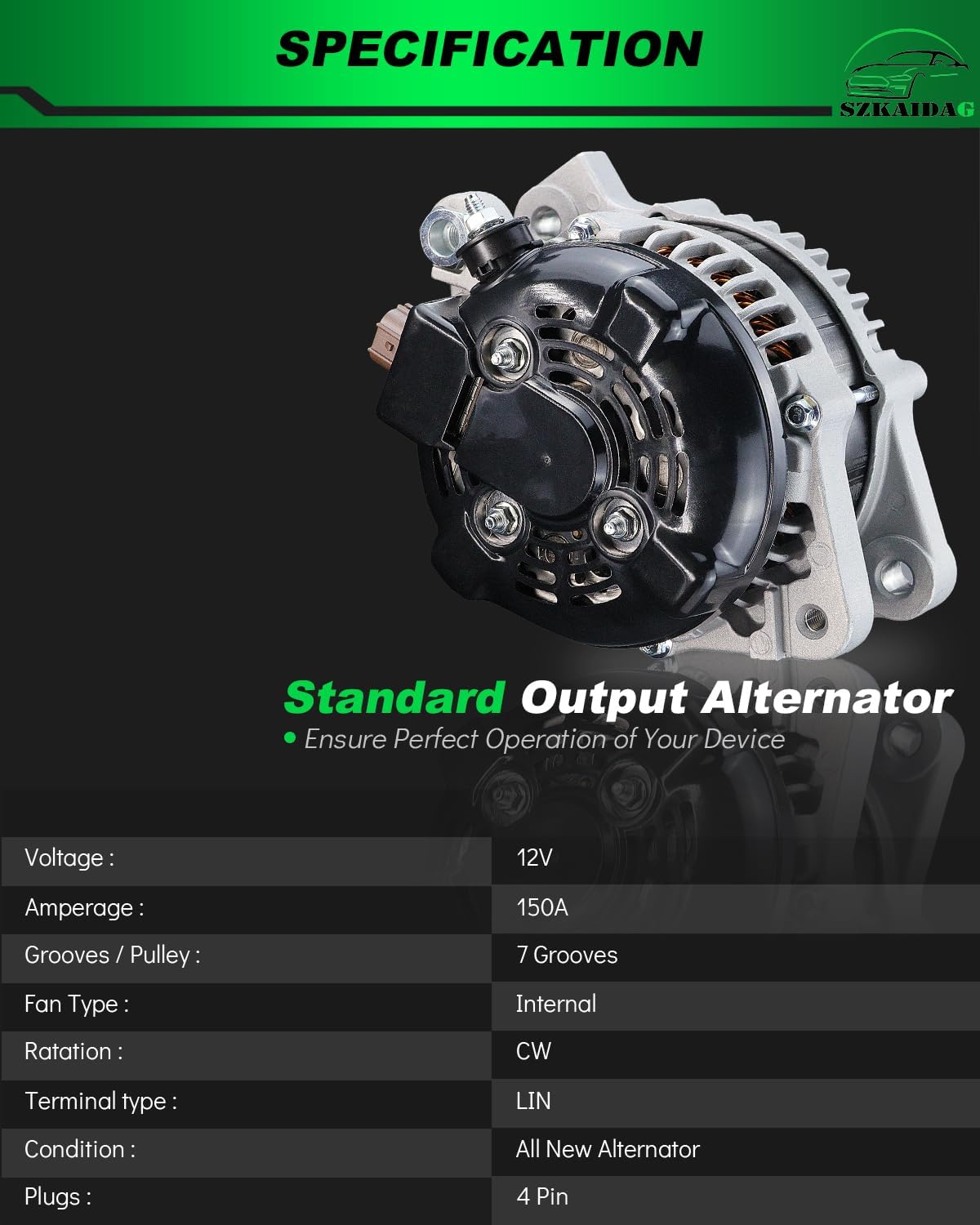 160 Amp High Output Alternator For Jeep Wrangler 2012-2018 3.6L V6 - Replaces 11584N, 421000-0810, CW Rotation