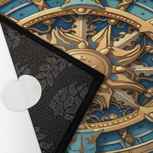 Miniatura 8 de Tapete semicircular, con brújula náutica, antideslizante, de medio círculo, con brújula azul, rosa, lavable, duradero, decoración del hogar,