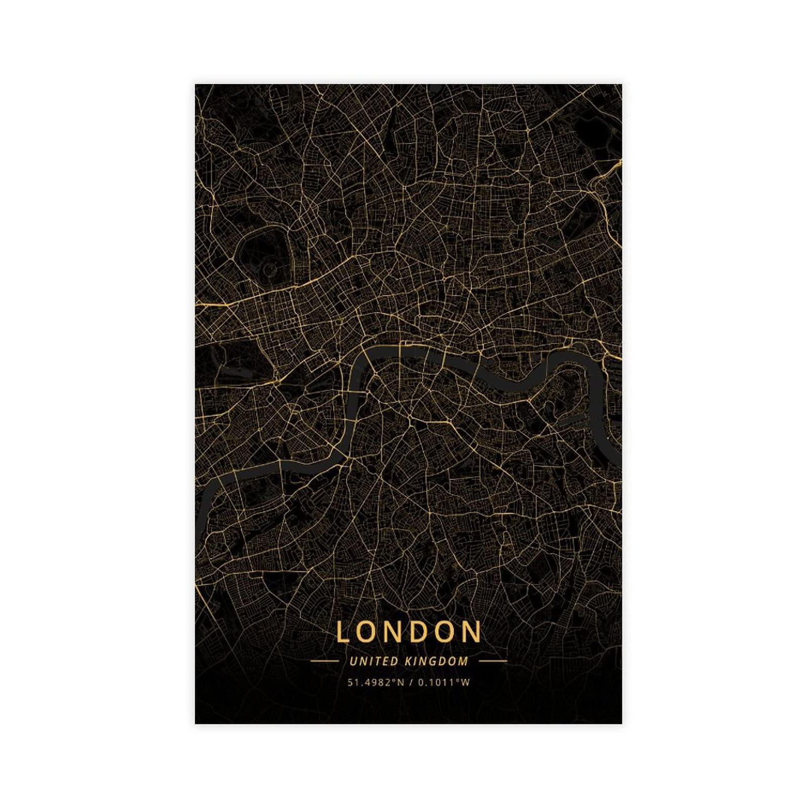 KKPL Designer Art City Maps Gold New York London United Kingdom Canvas Poster Wall Art Decor Print Picture Paintings for Living Room Bedroom Decoration Unframe: 24x36inch(60x90cm)
