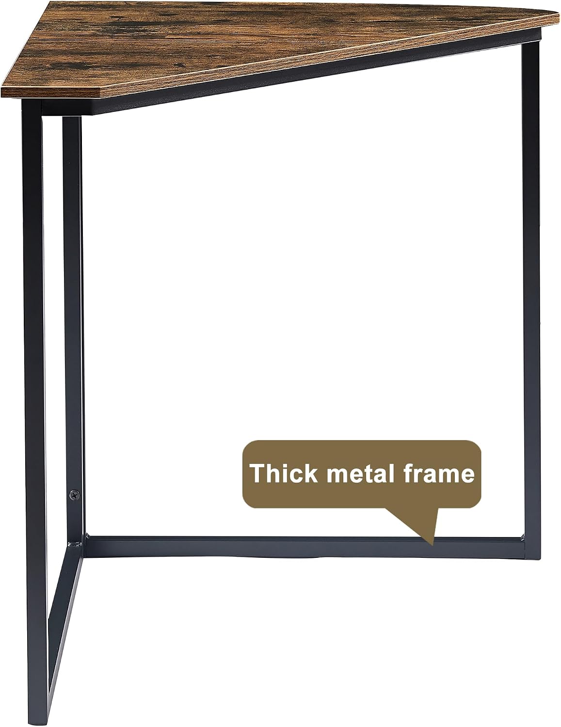 VECELO Corner Desk,Office Tables for Living Room for Small Space Triangle Computer Desk with Steel Frame Corner Shelves with Metal Frame Writing Desk for Workstation Classic Brown 33.1"